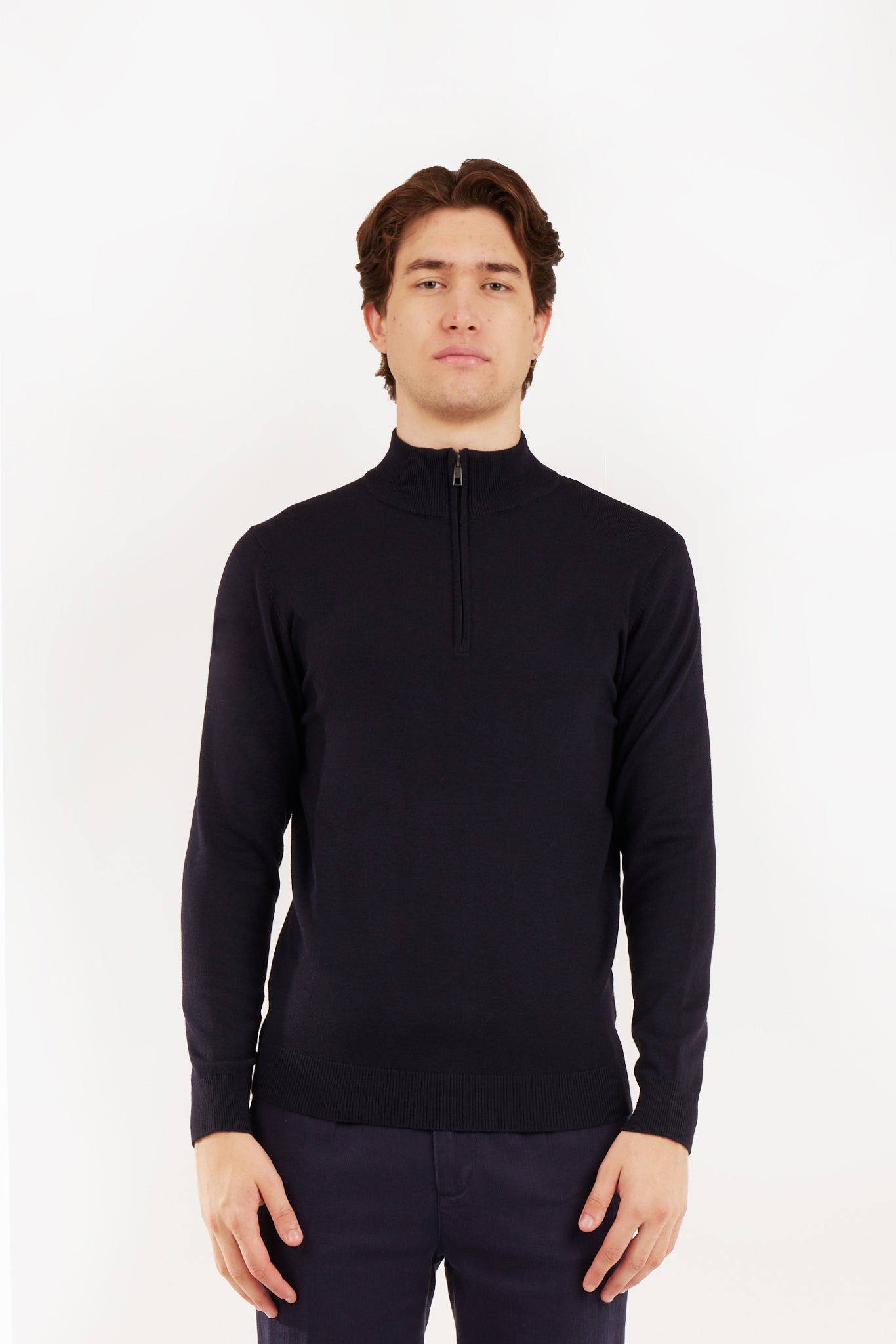 Pullover lupetto mezza zip