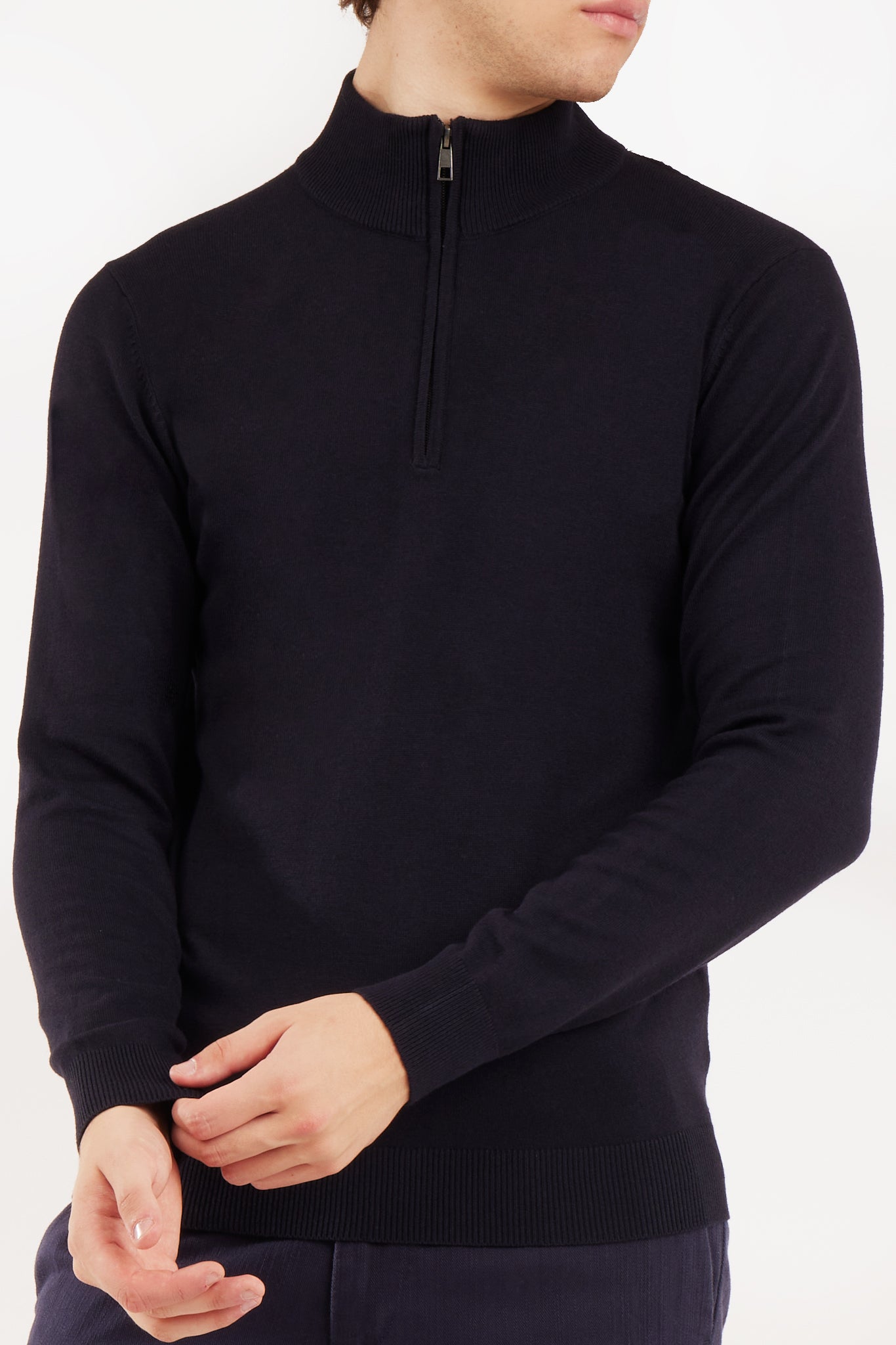 Pullover lupetto mezza zip