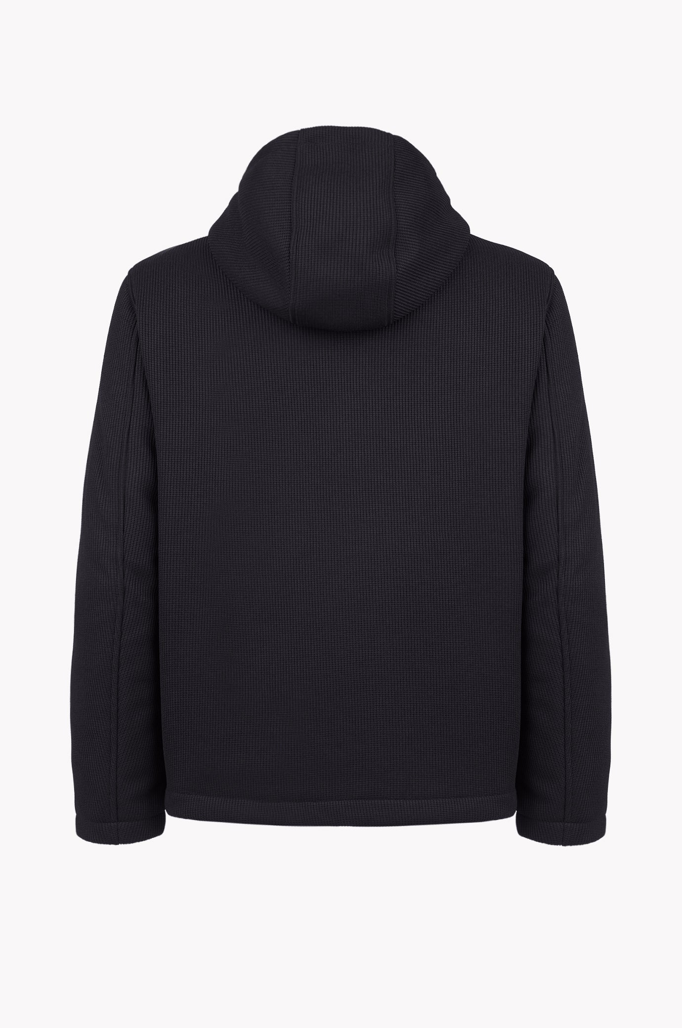 Giubbotto tecnico effetto maglia con cappuccio