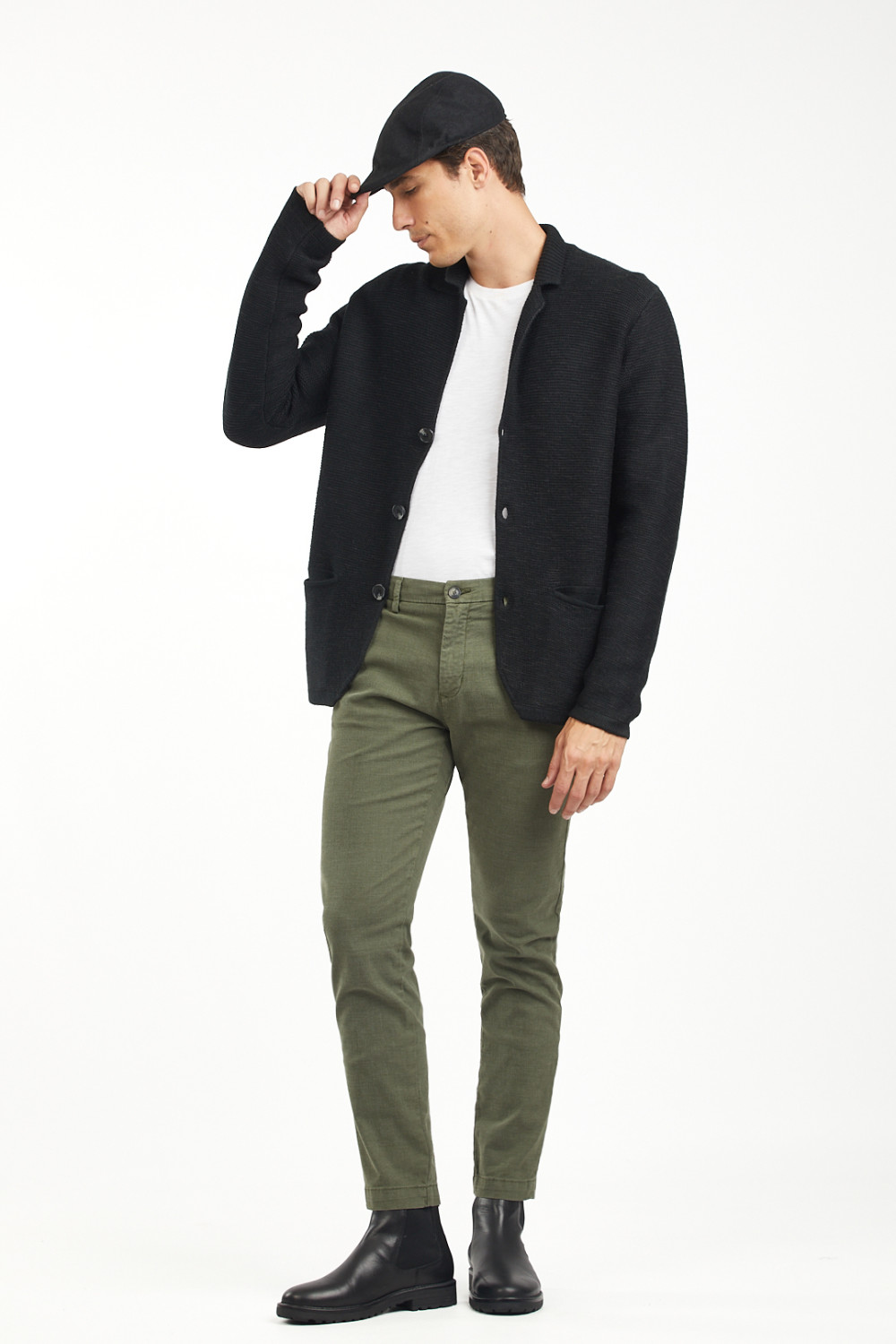 Pantaloni chinos slim fit con trama