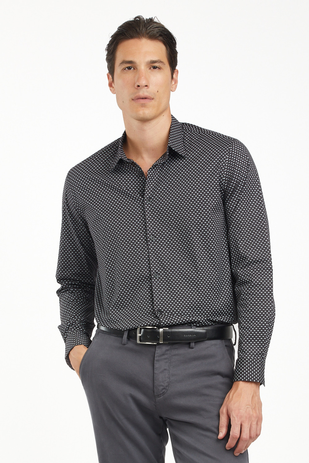 Camicia regular fit con micro pois