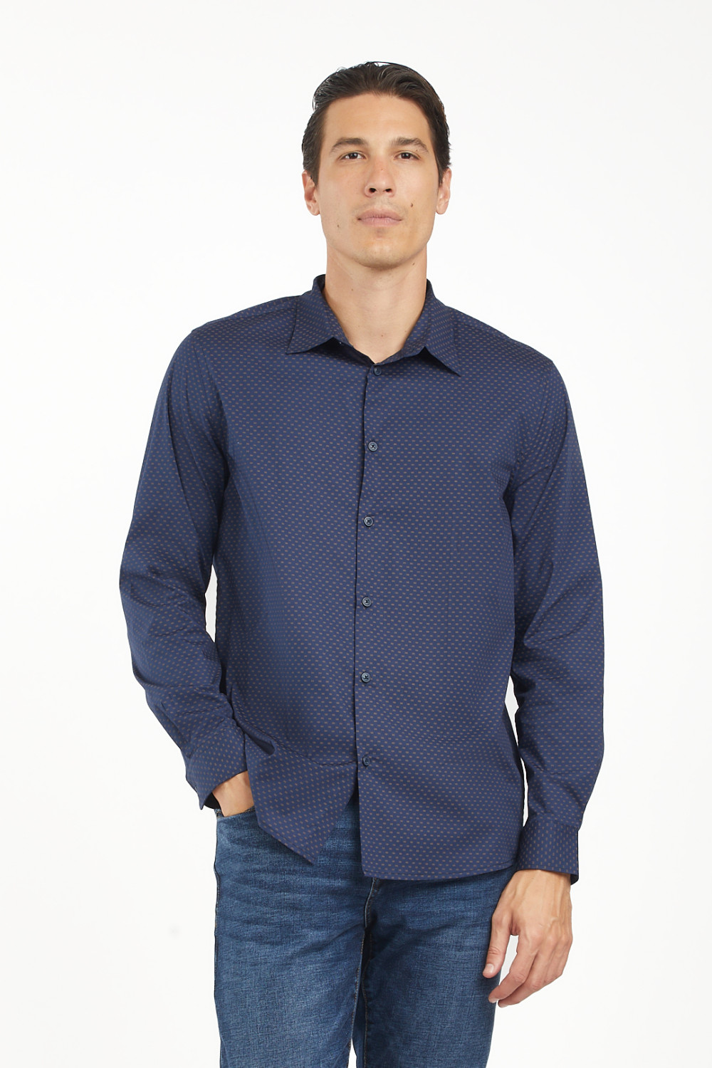 Camicia regular fit con micro pois