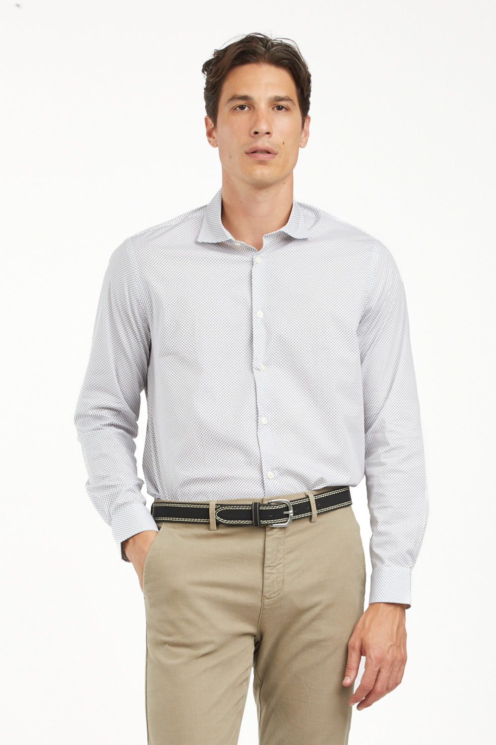 Camicia regular fit con micro trama