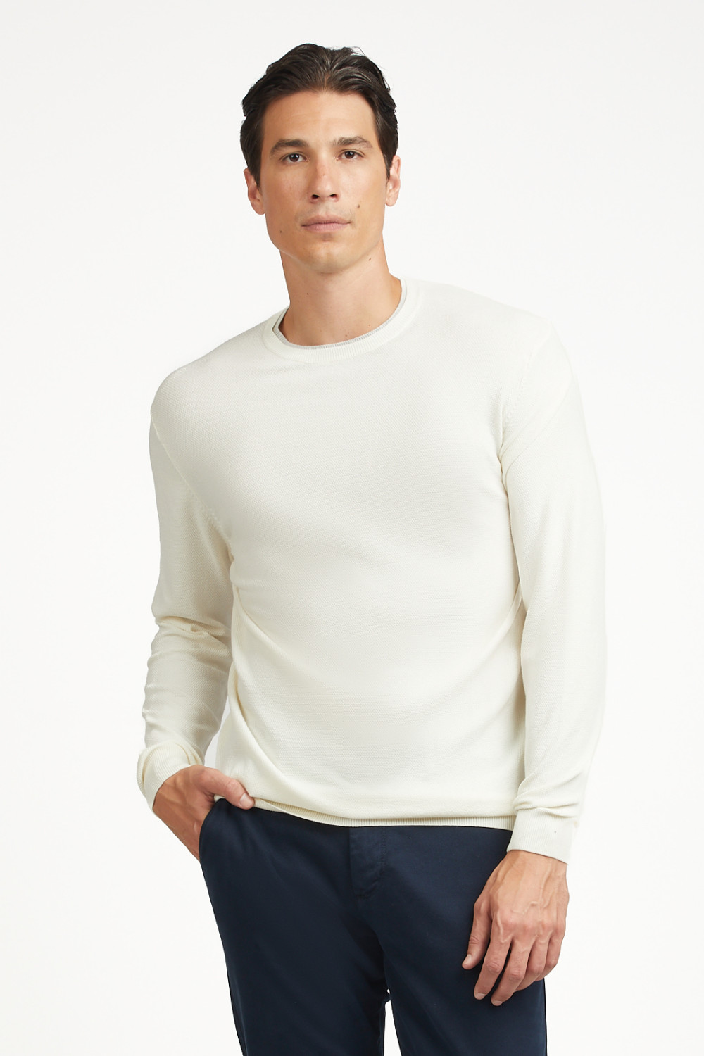 Pullover effetto doppia maglia con struttura