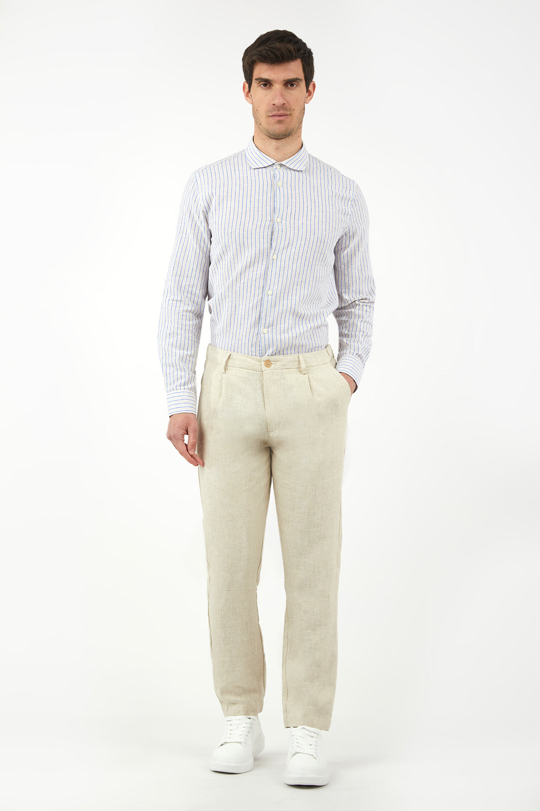 Pantaloni chinos in lino basic