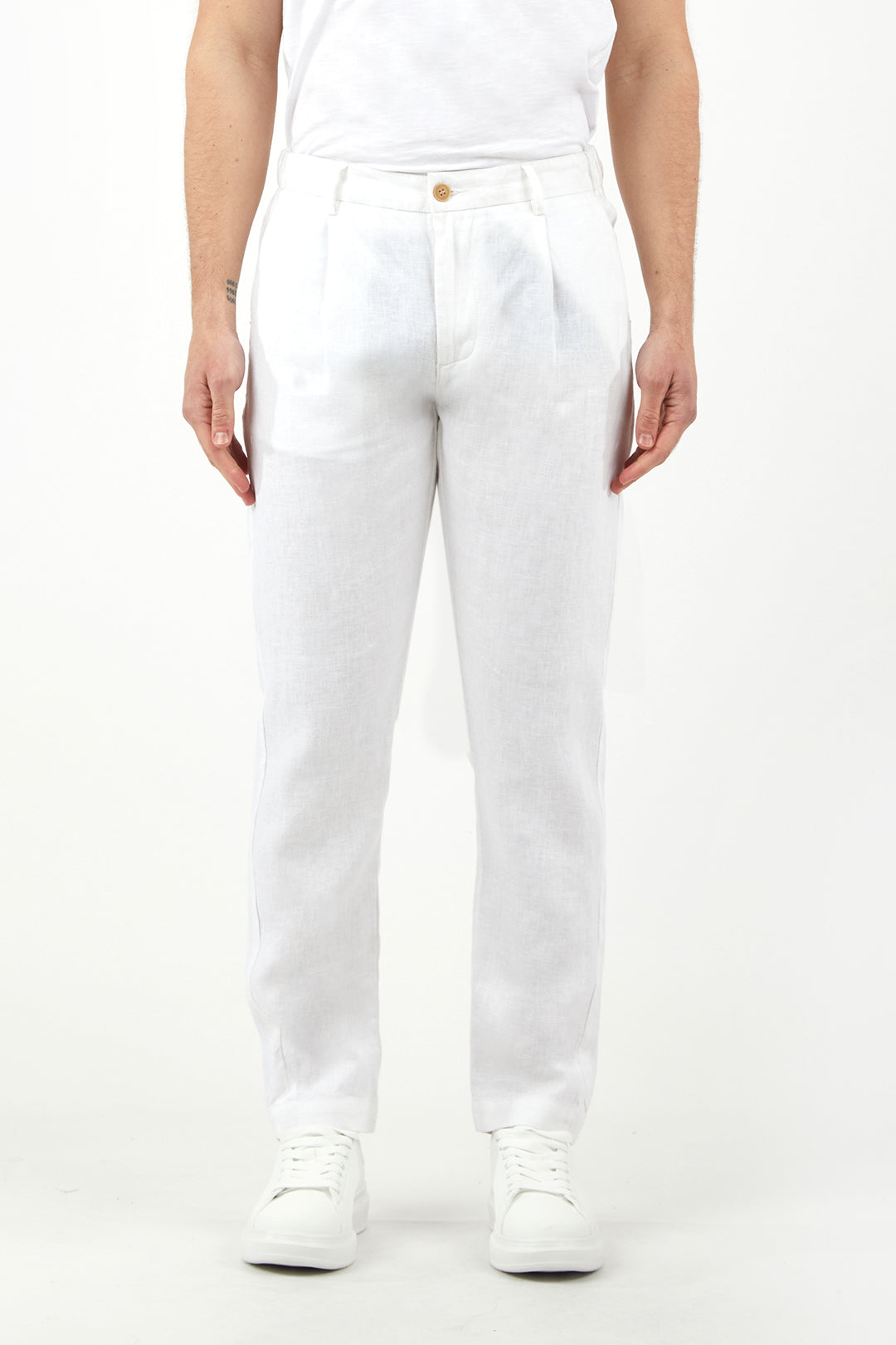 Pantaloni chinos in lino basic
