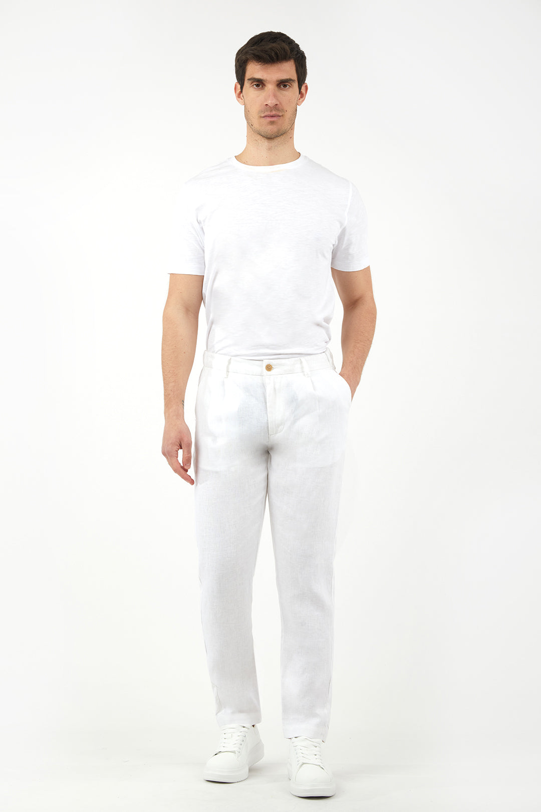 Pantaloni chinos in lino basic