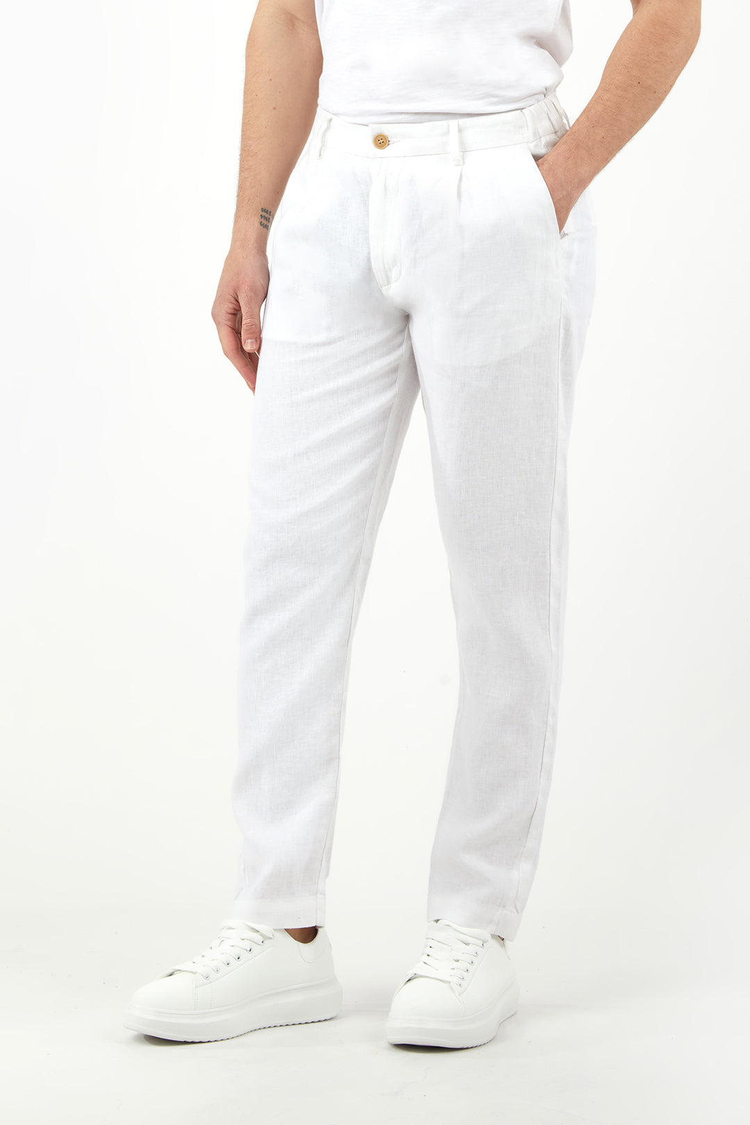 Pantaloni chinos in lino basic