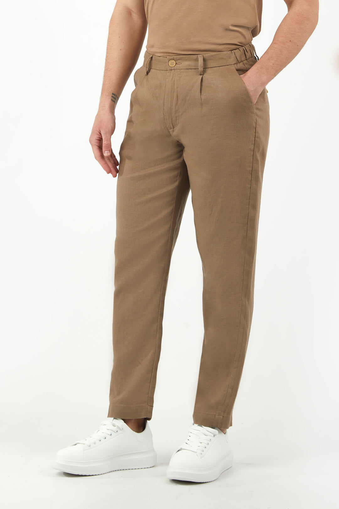 Pantaloni chinos in lino basic