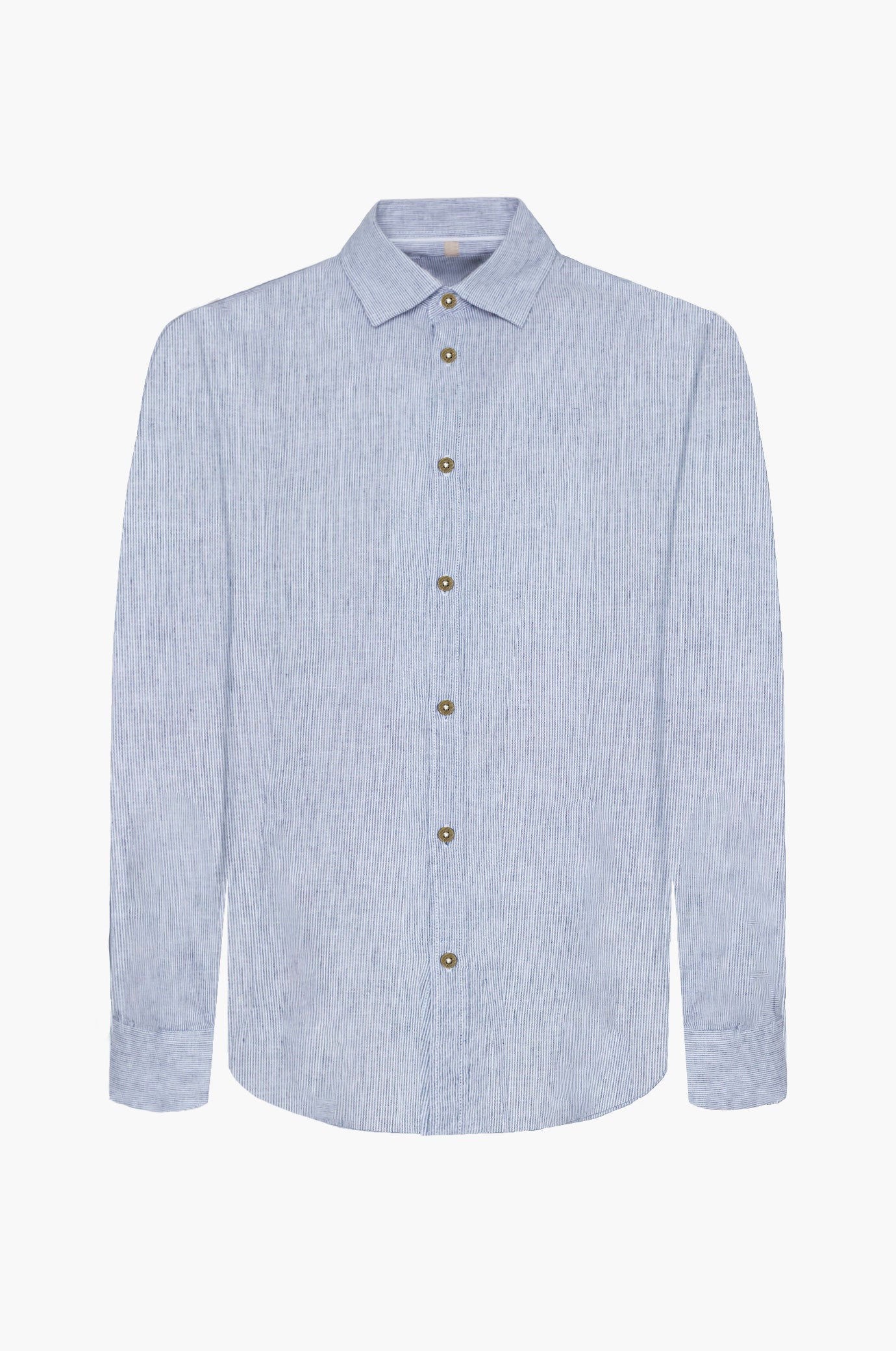 Camicia misto lino a righe sottili