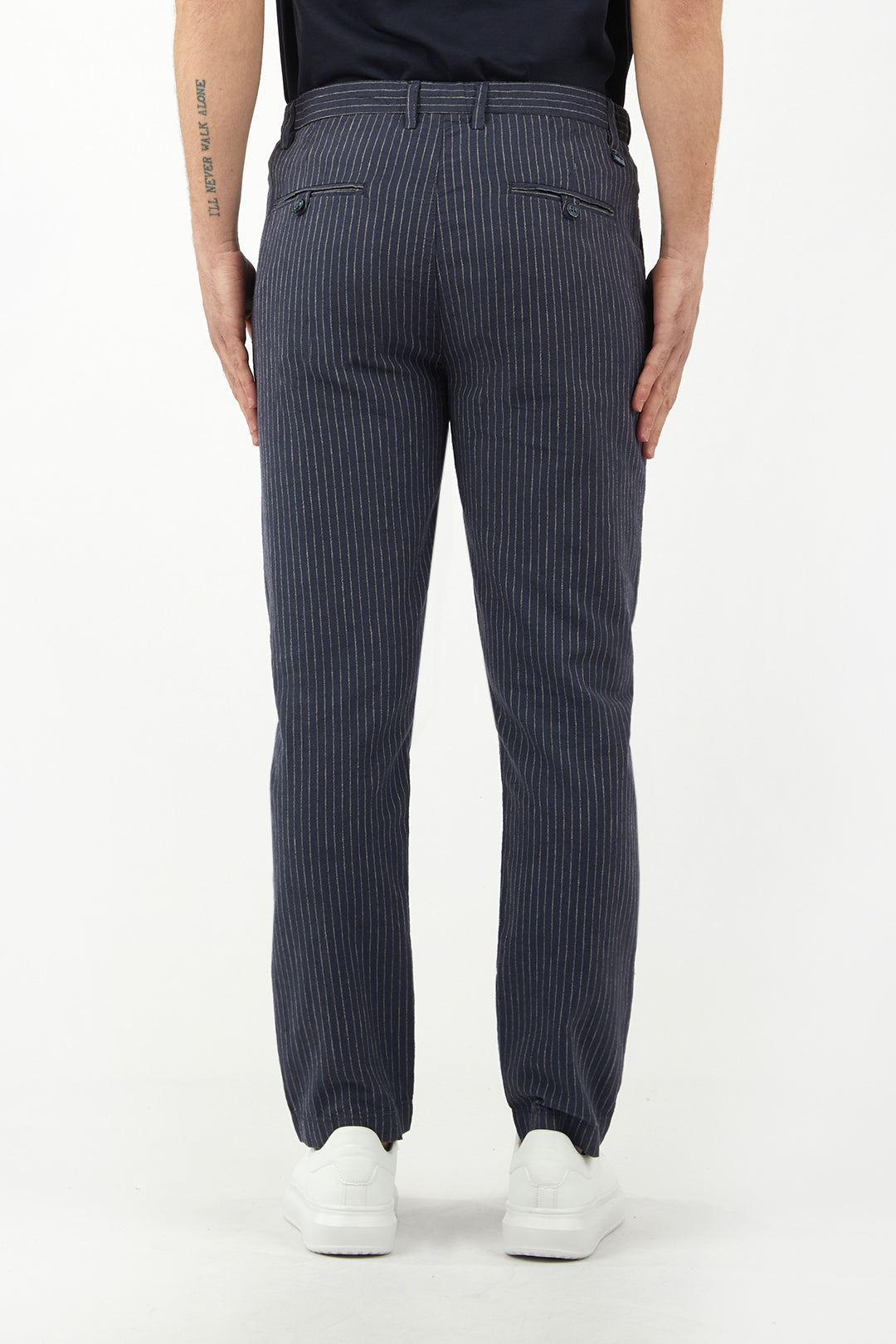 Pantaloni chinos drop crotch coordinati misto lino