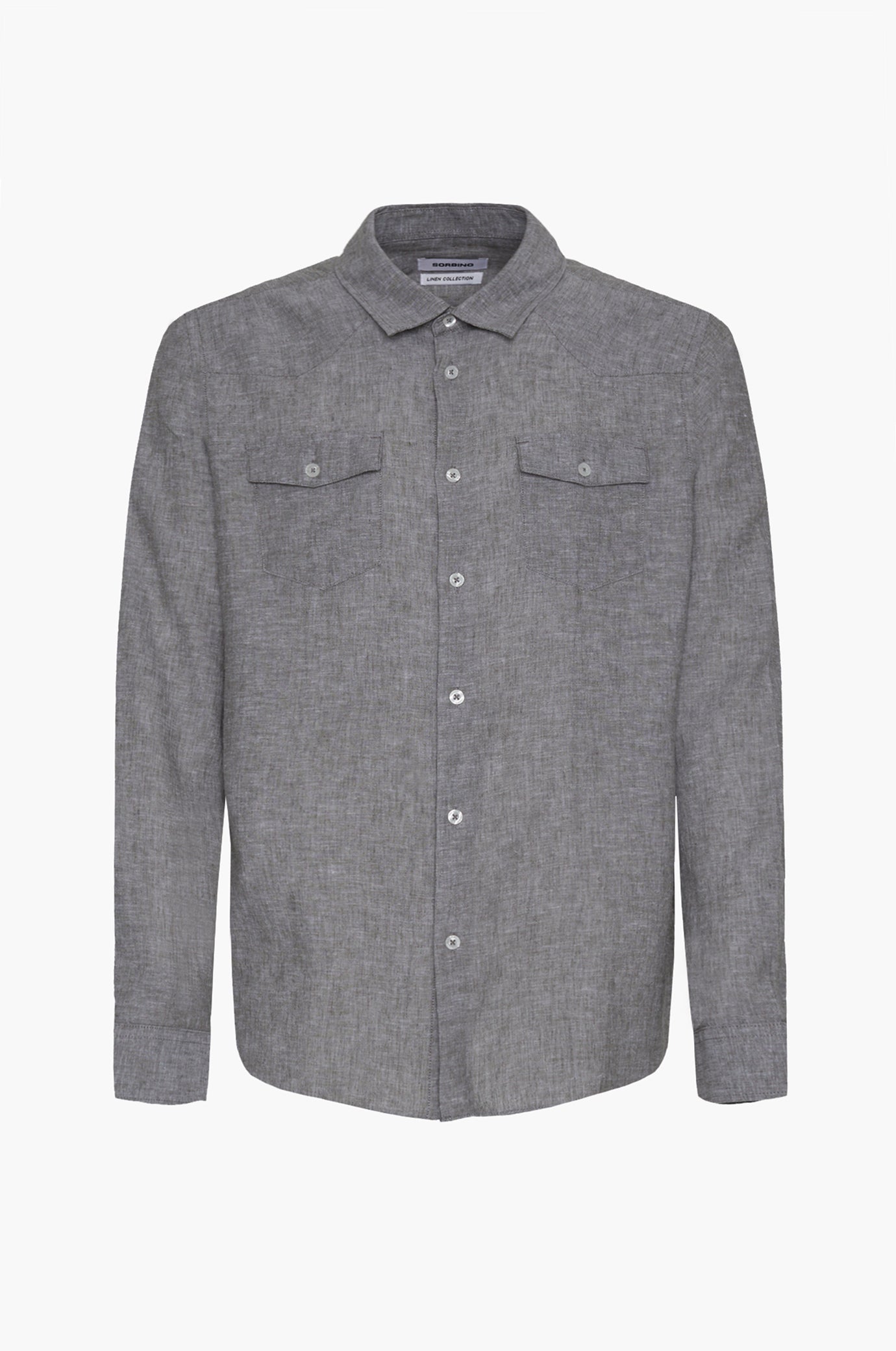 Camicia misto lino doppia tasca