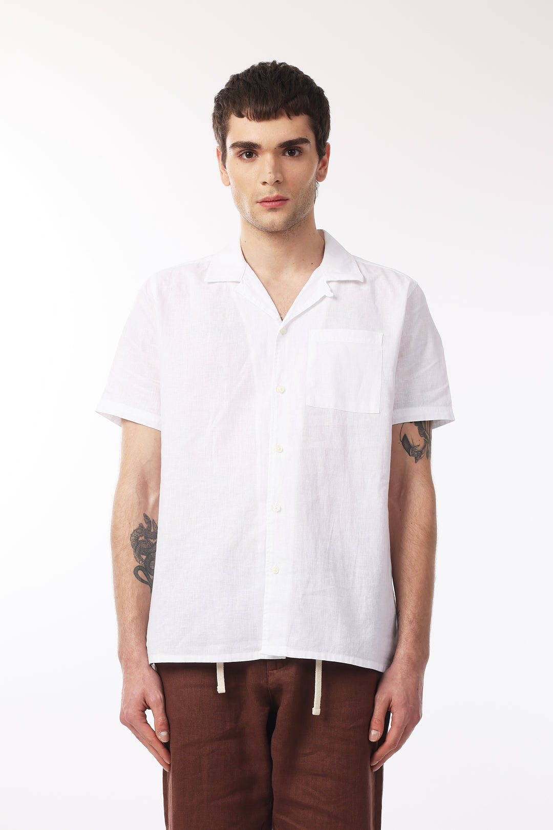 Camicia bowling misto lino