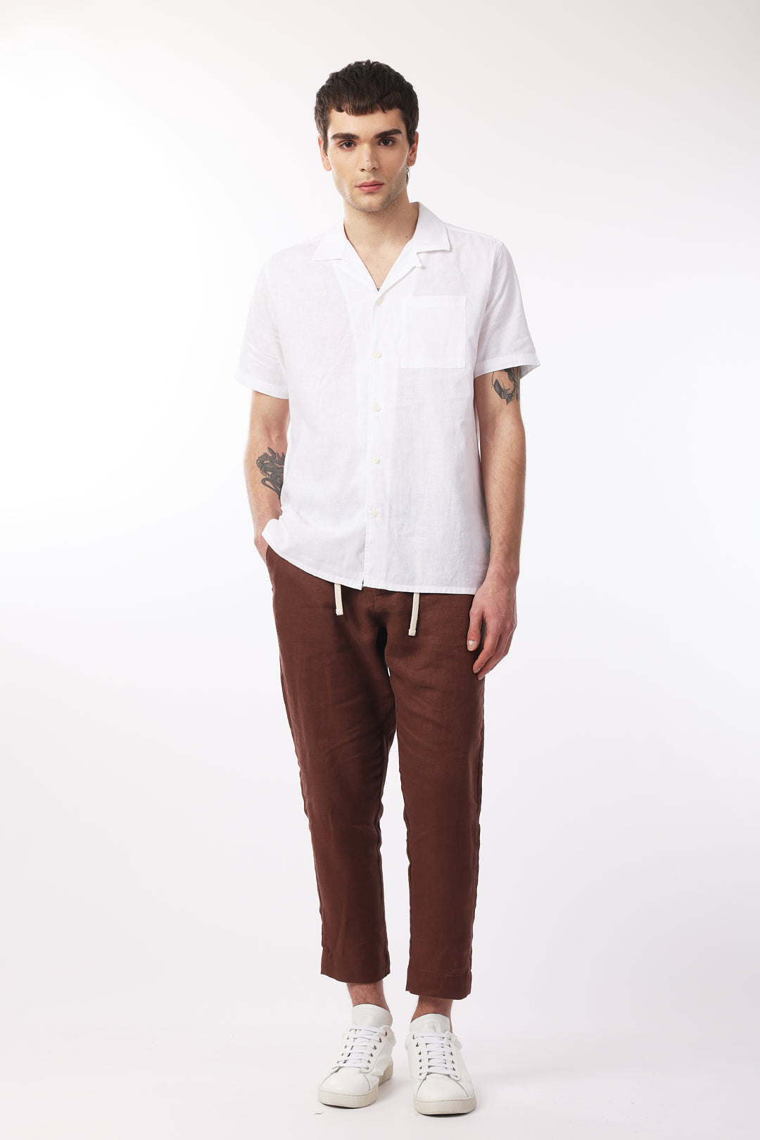 Camicia bowling misto lino