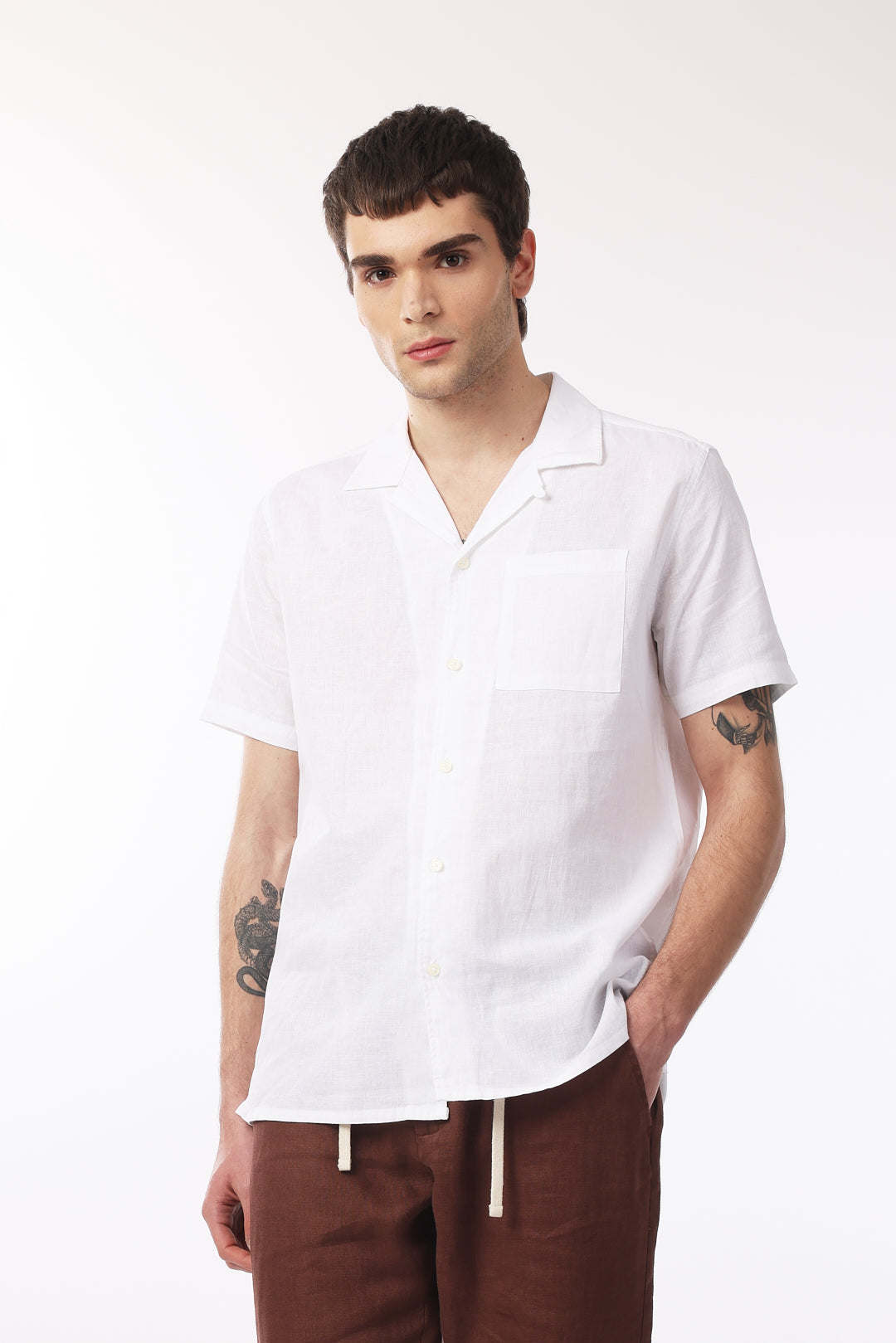 Camicia bowling misto lino