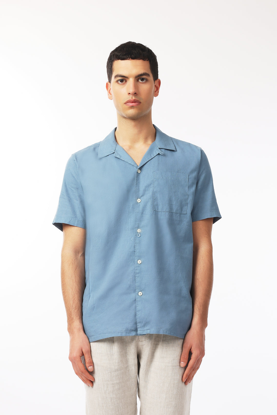 Camicia bowling misto lino
