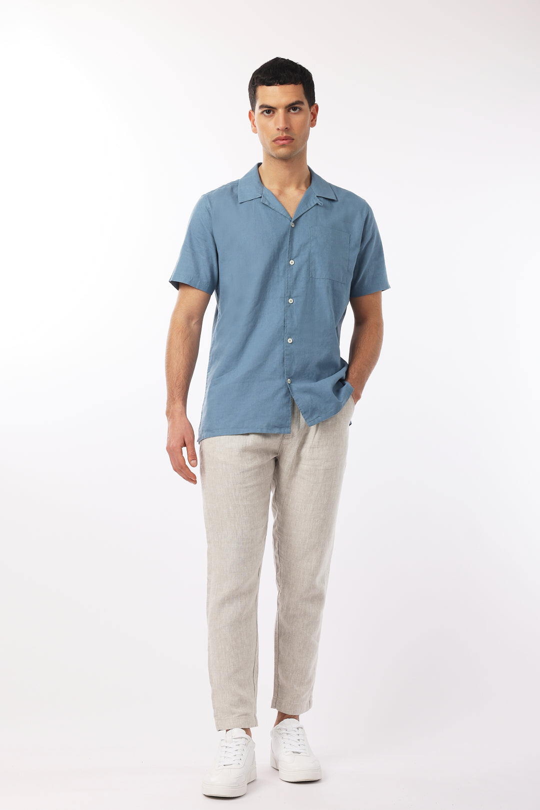 Camicia bowling misto lino