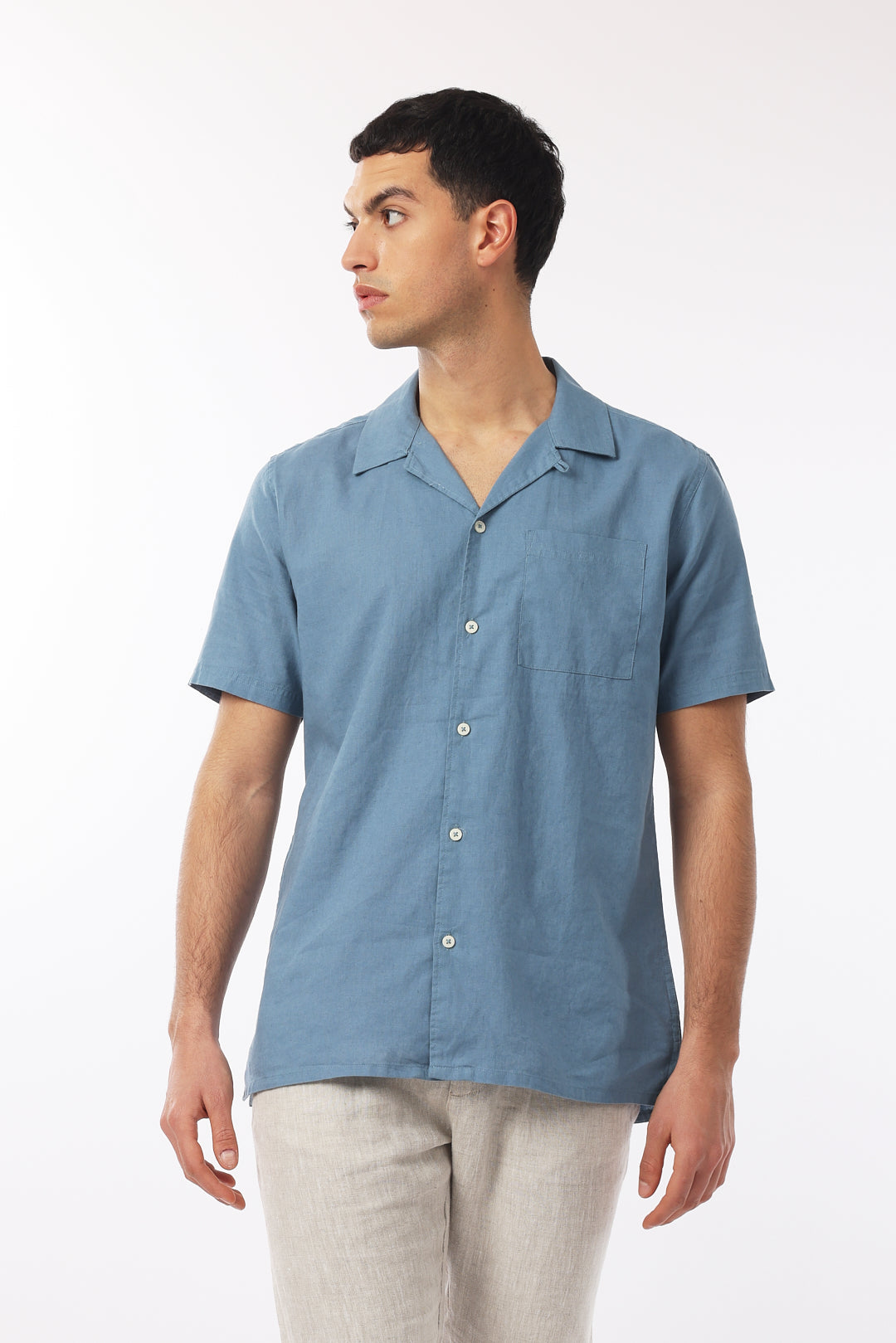 Camicia bowling misto lino