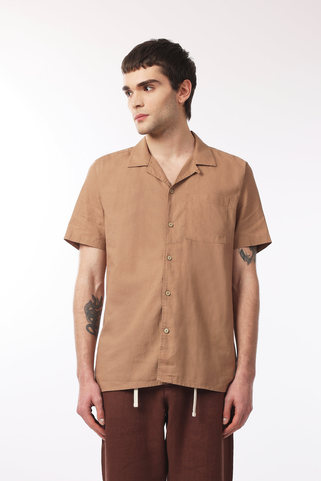 Camicia bowling misto lino