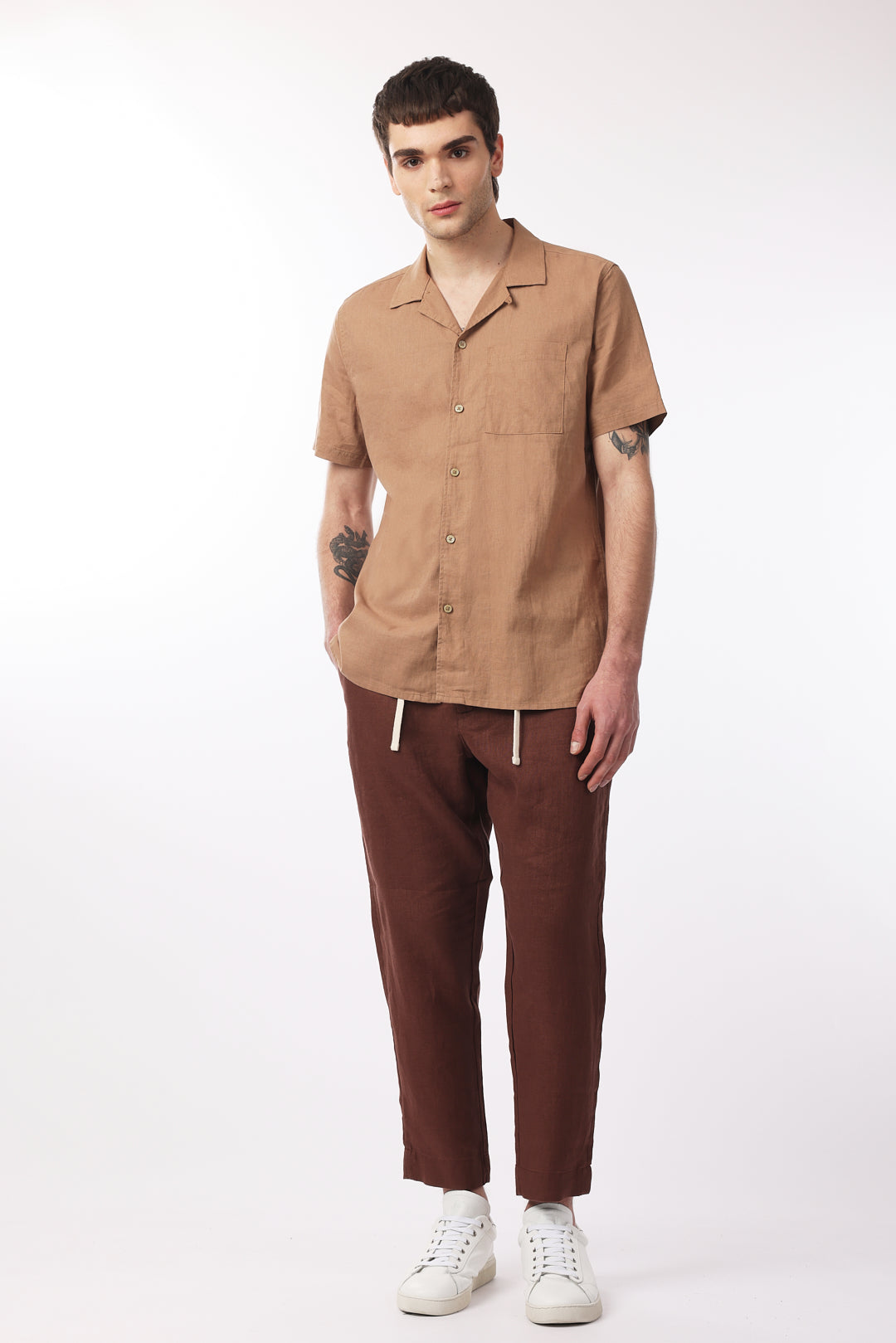 Camicia bowling misto lino