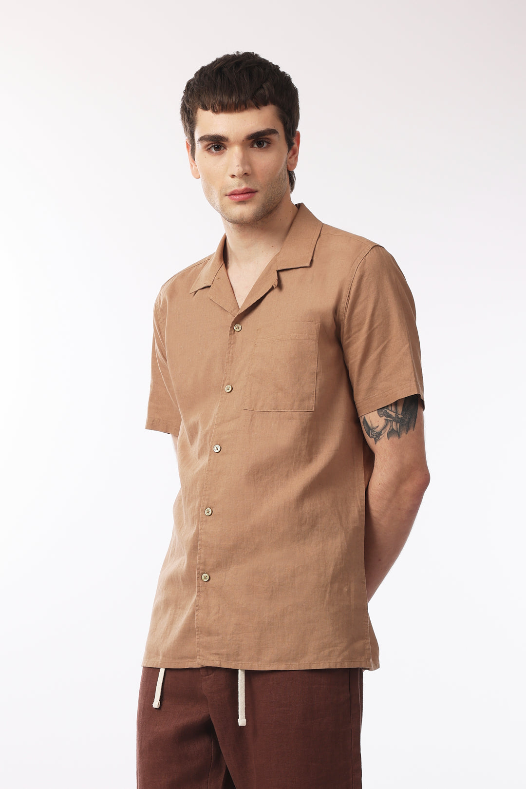Camicia bowling misto lino