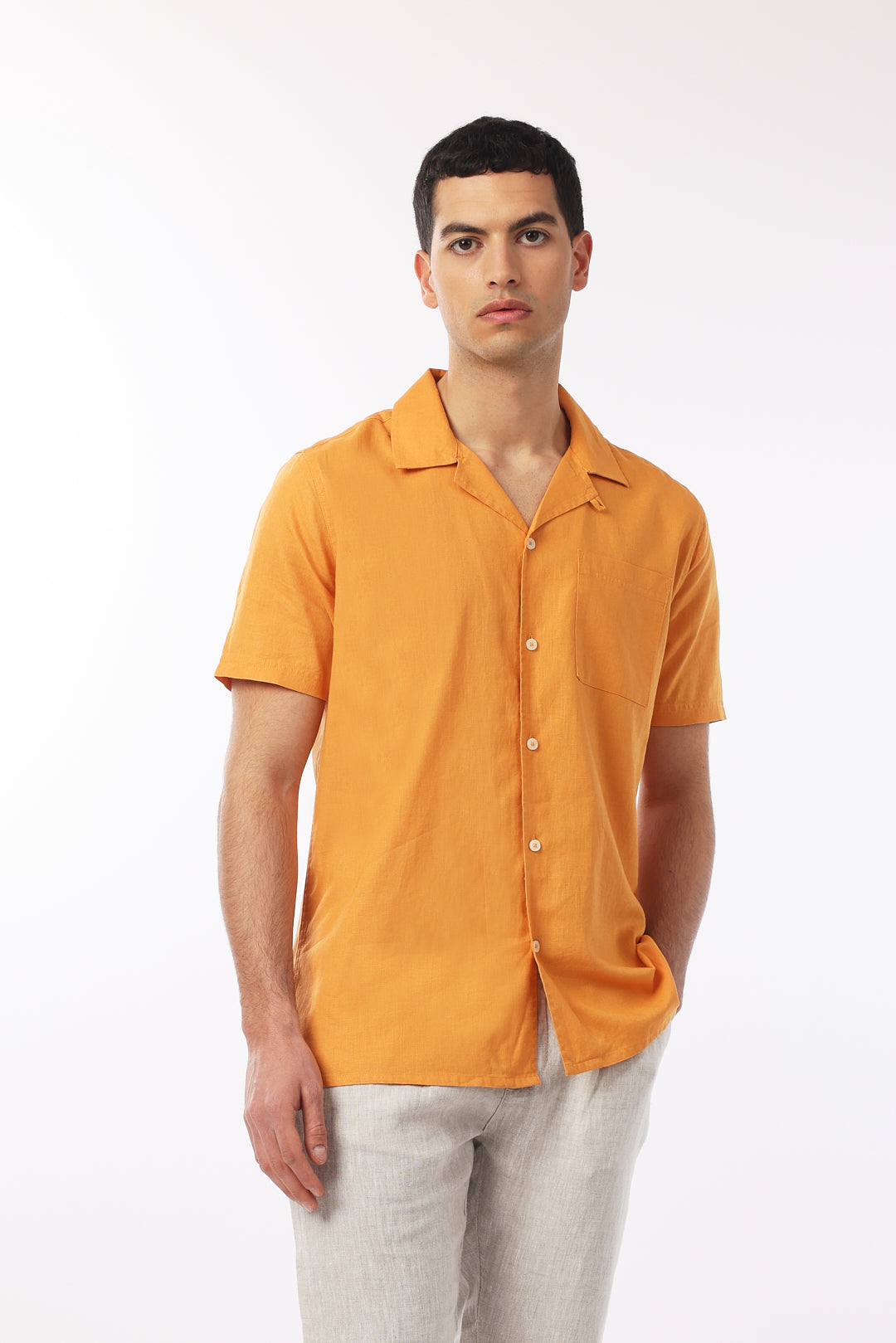 Camicia bowling misto lino