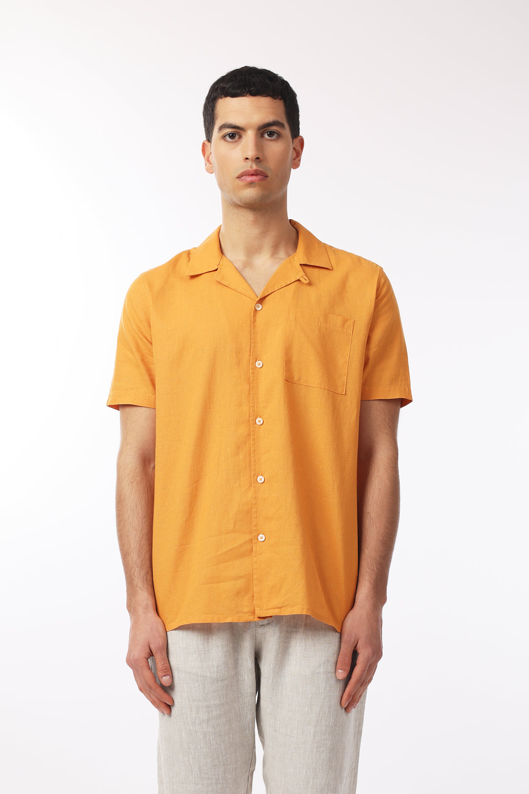 Camicia bowling misto lino