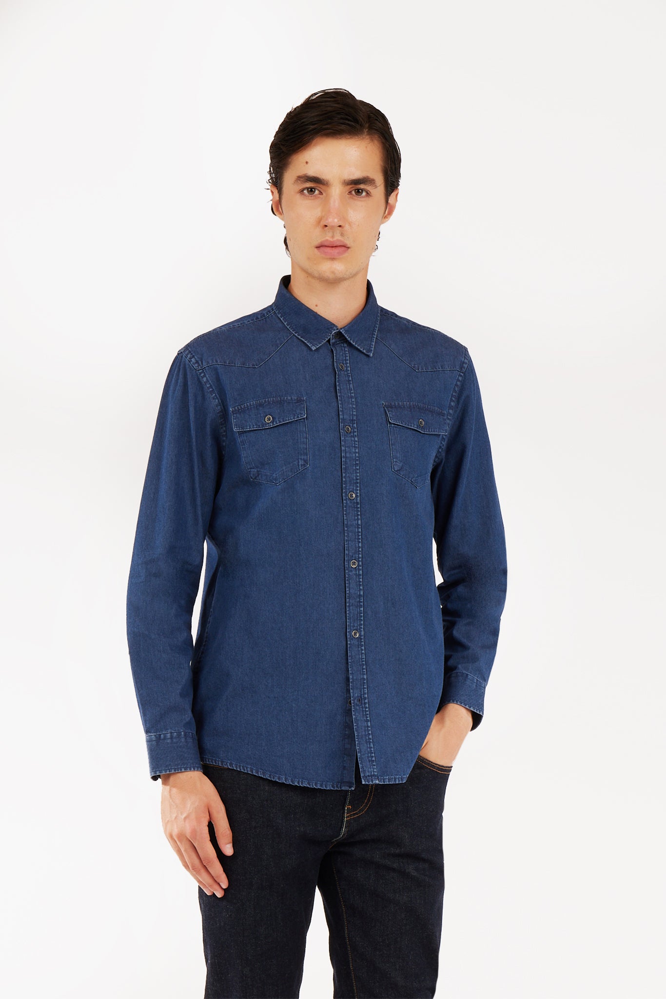 Camicia regular fit denim