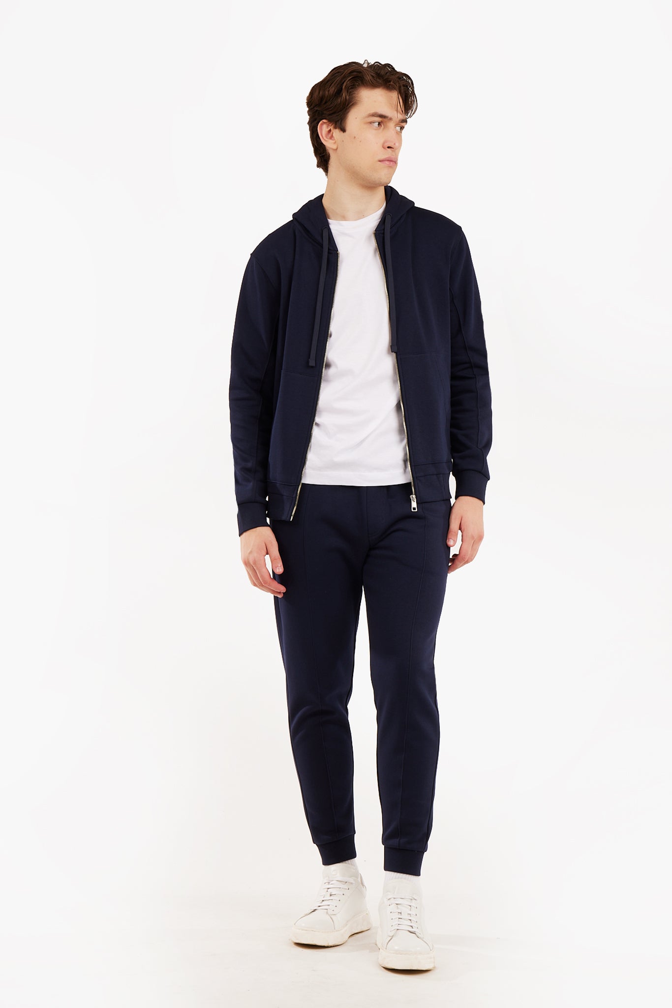 Felpa zip con cappuccio basic