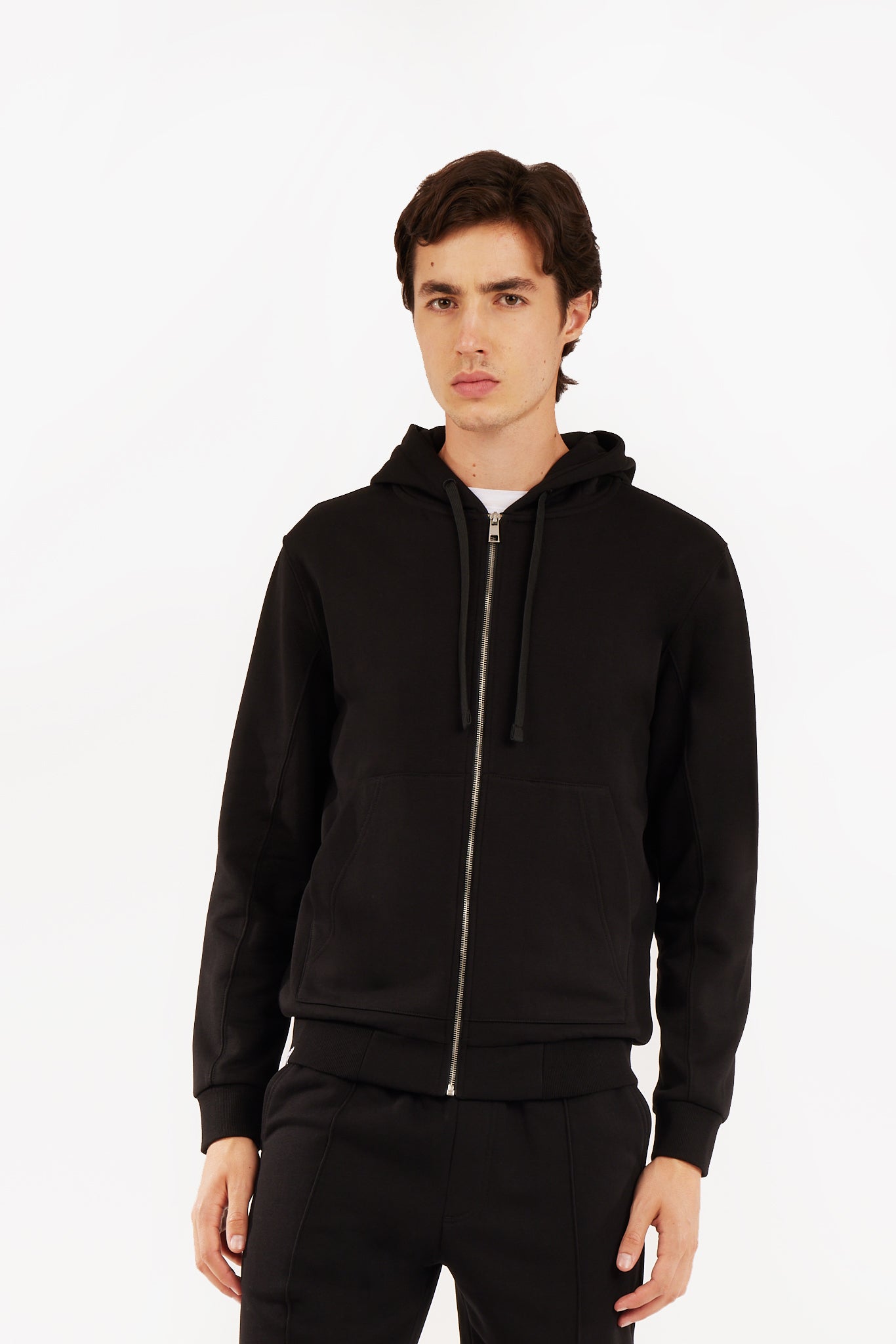 Felpa zip con cappuccio basic