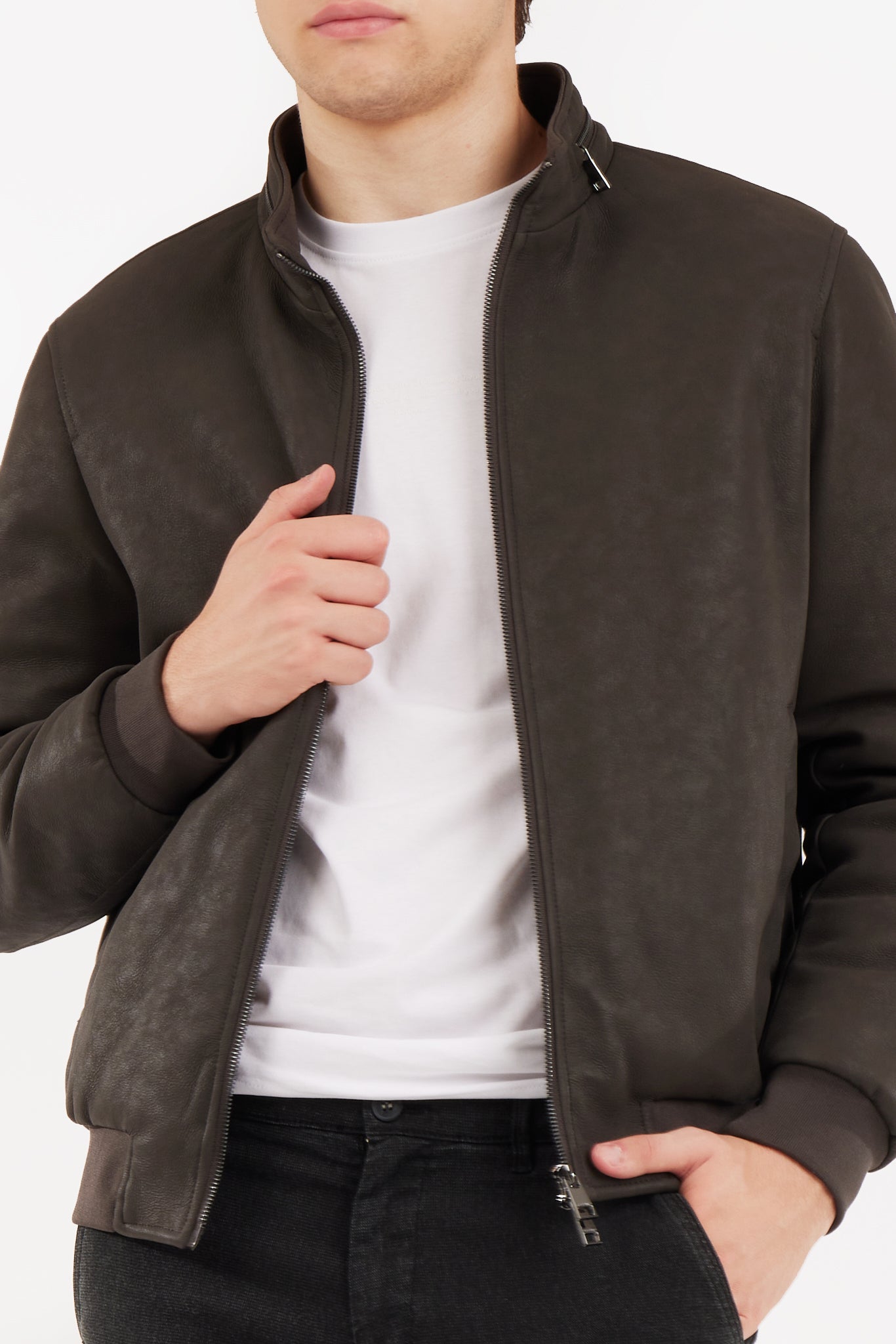 Giubotto effetto pelle con gilet removibile