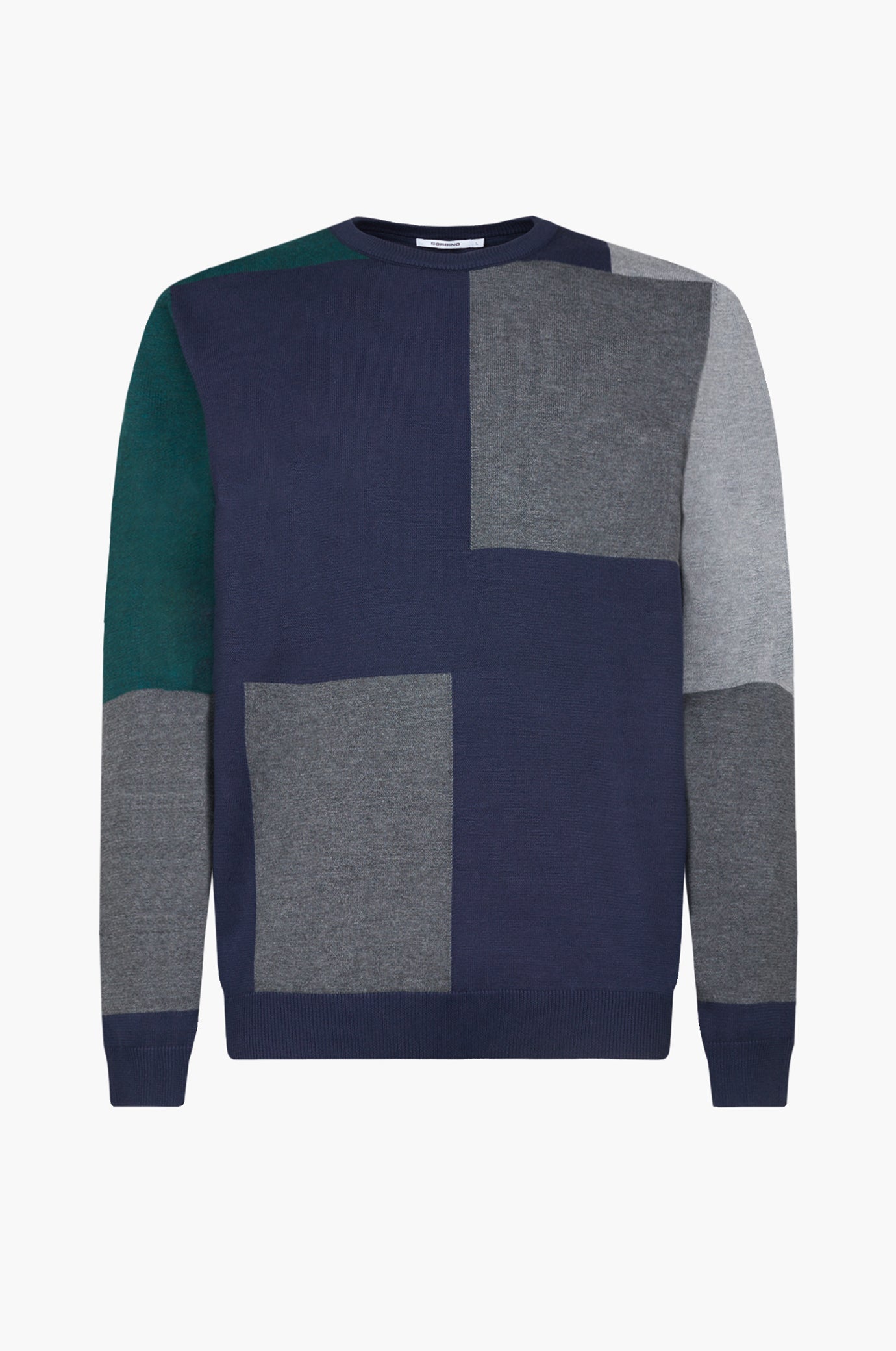 Uomo Bianco Pullover Maglione Girocollo Colorblock - Foto 12