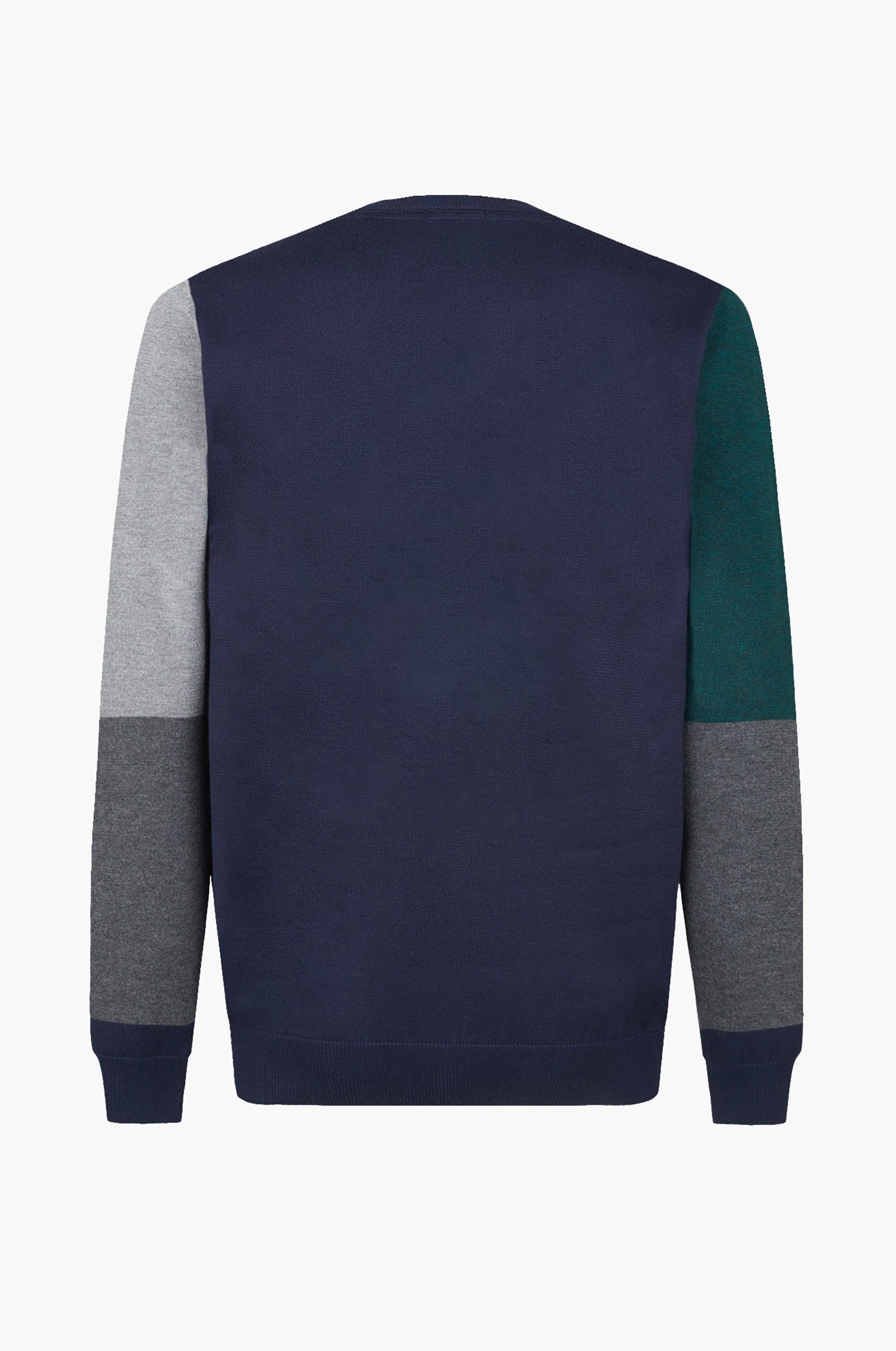 Uomo Bianco Pullover Maglione Girocollo Colorblock - Foto 7