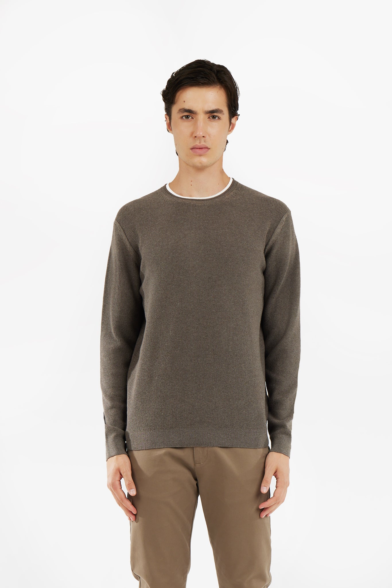 Pullover con struttura effetto doppia maglia