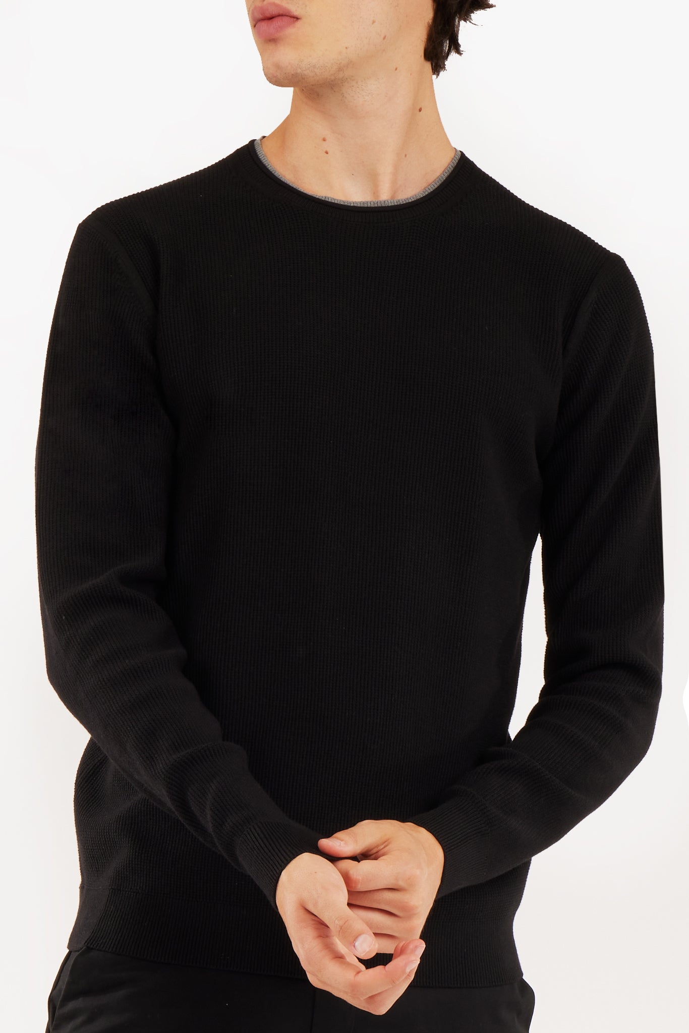 Pullover con struttura effetto doppia maglia