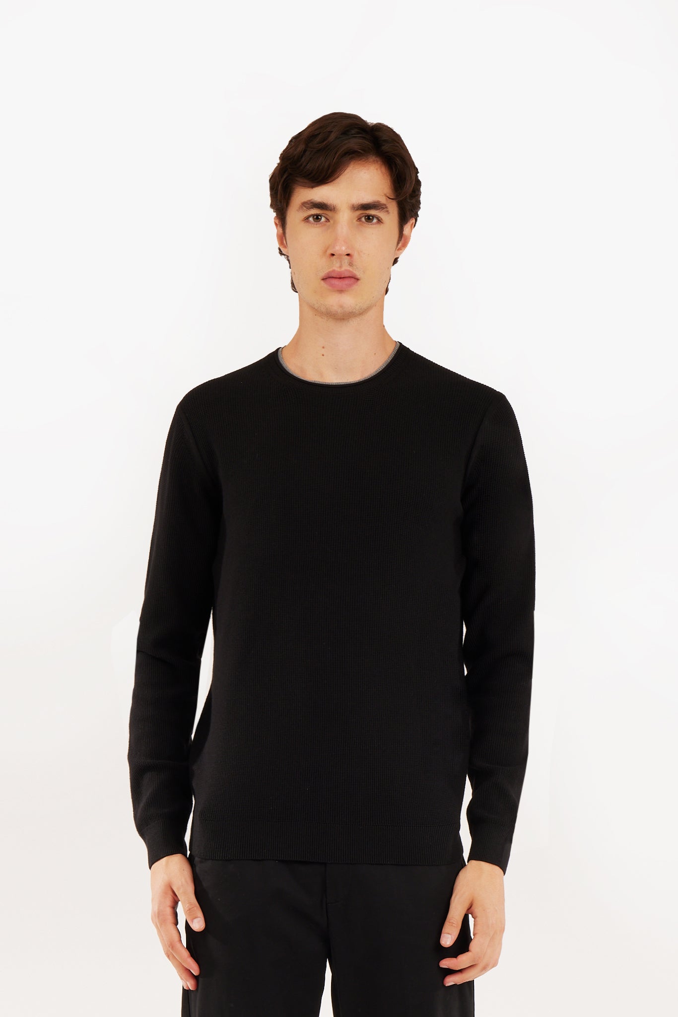 Pullover con struttura effetto doppia maglia