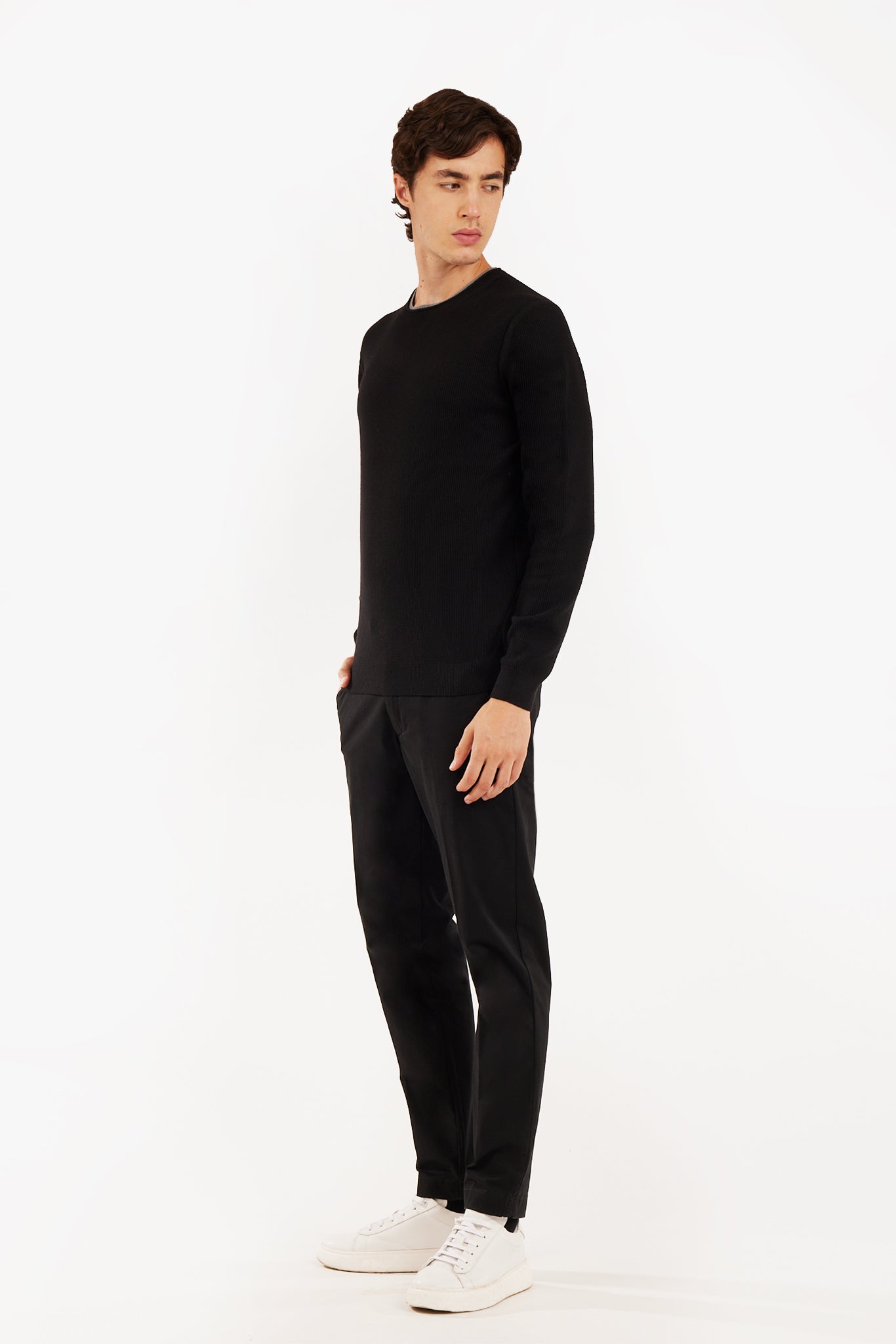 Pullover con struttura effetto doppia maglia