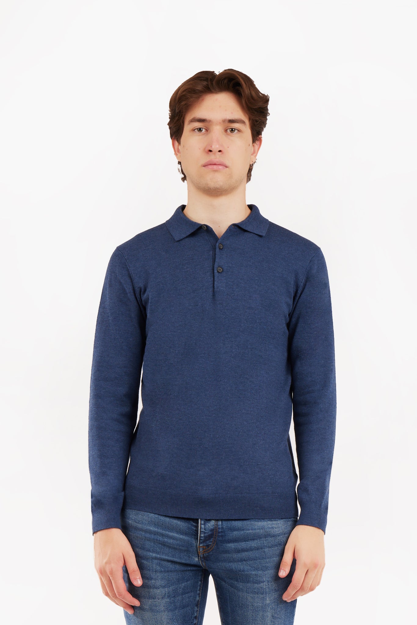 Polo in maglia misto lana