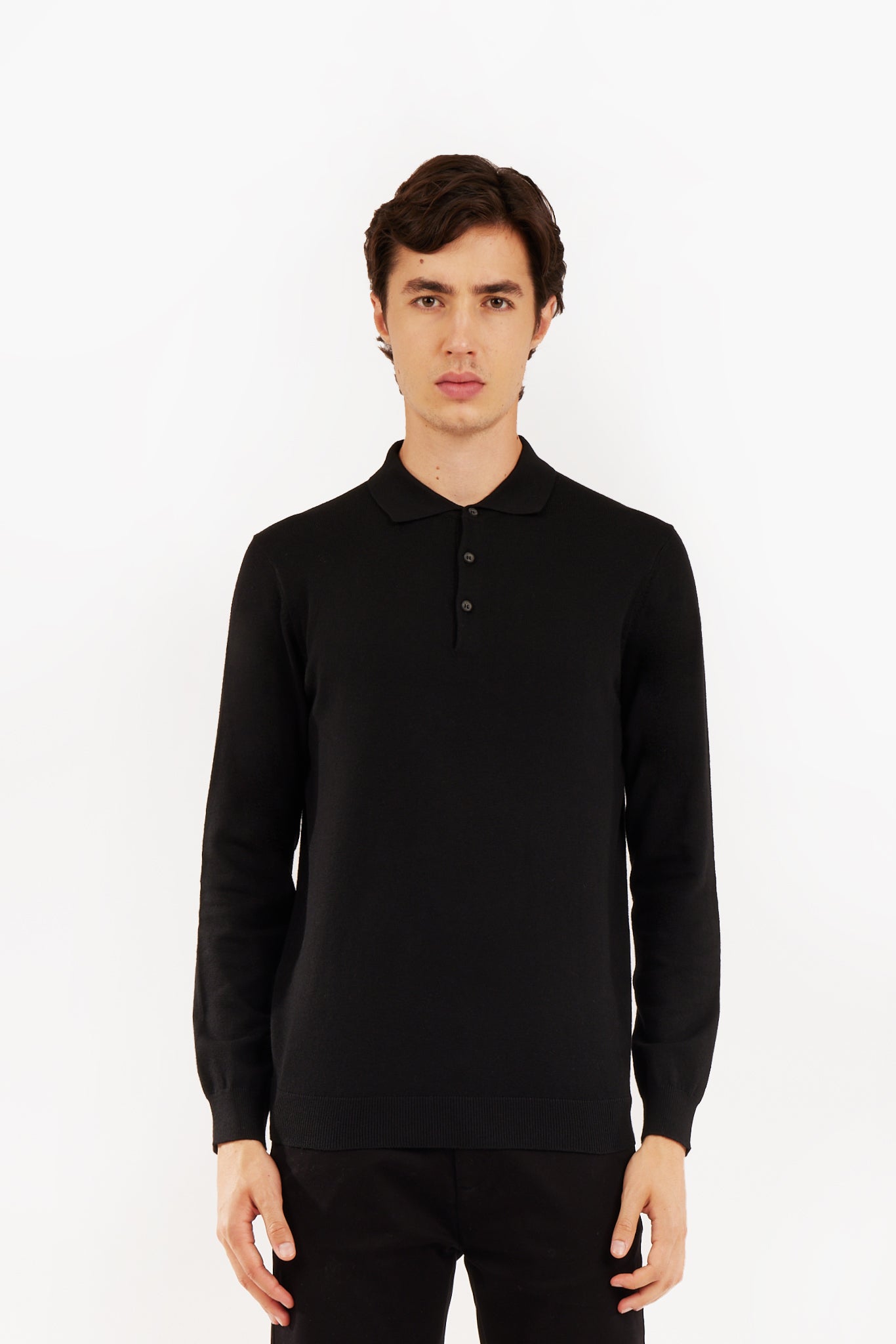 Polo in maglia misto lana