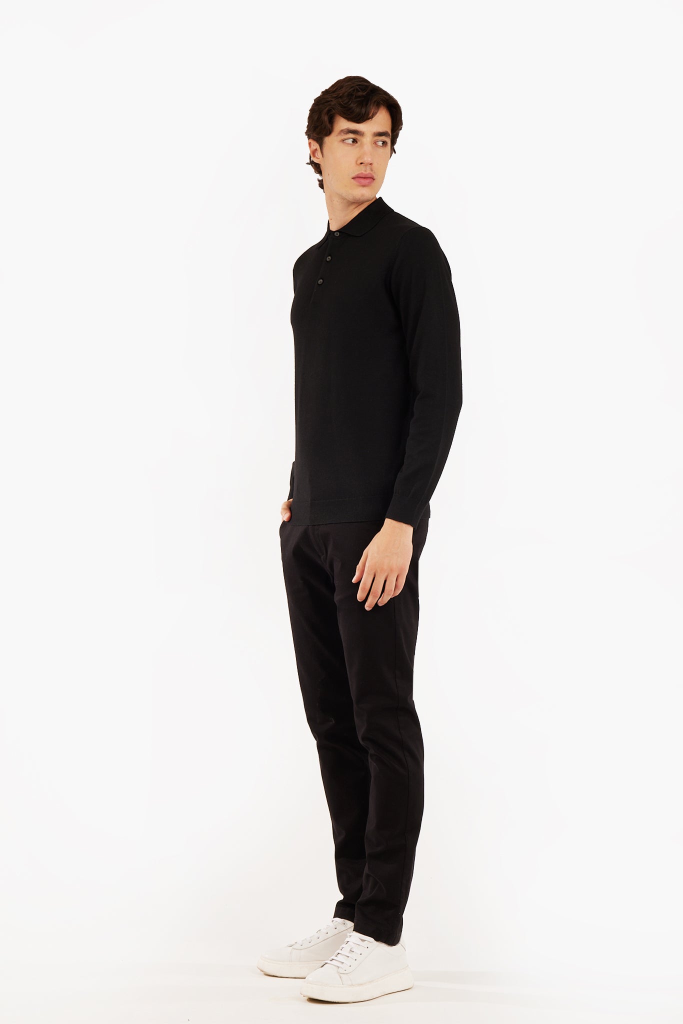 Polo in maglia misto lana