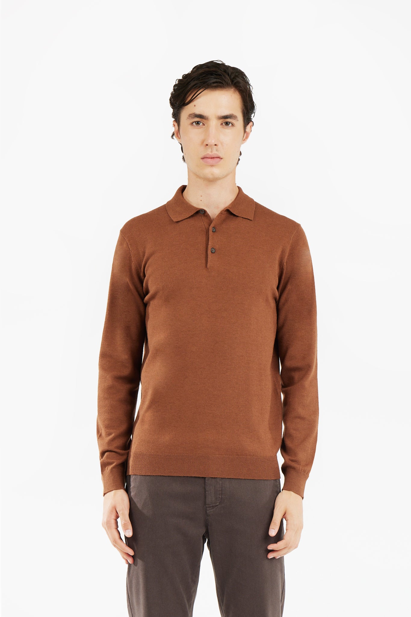 Polo in maglia misto lana