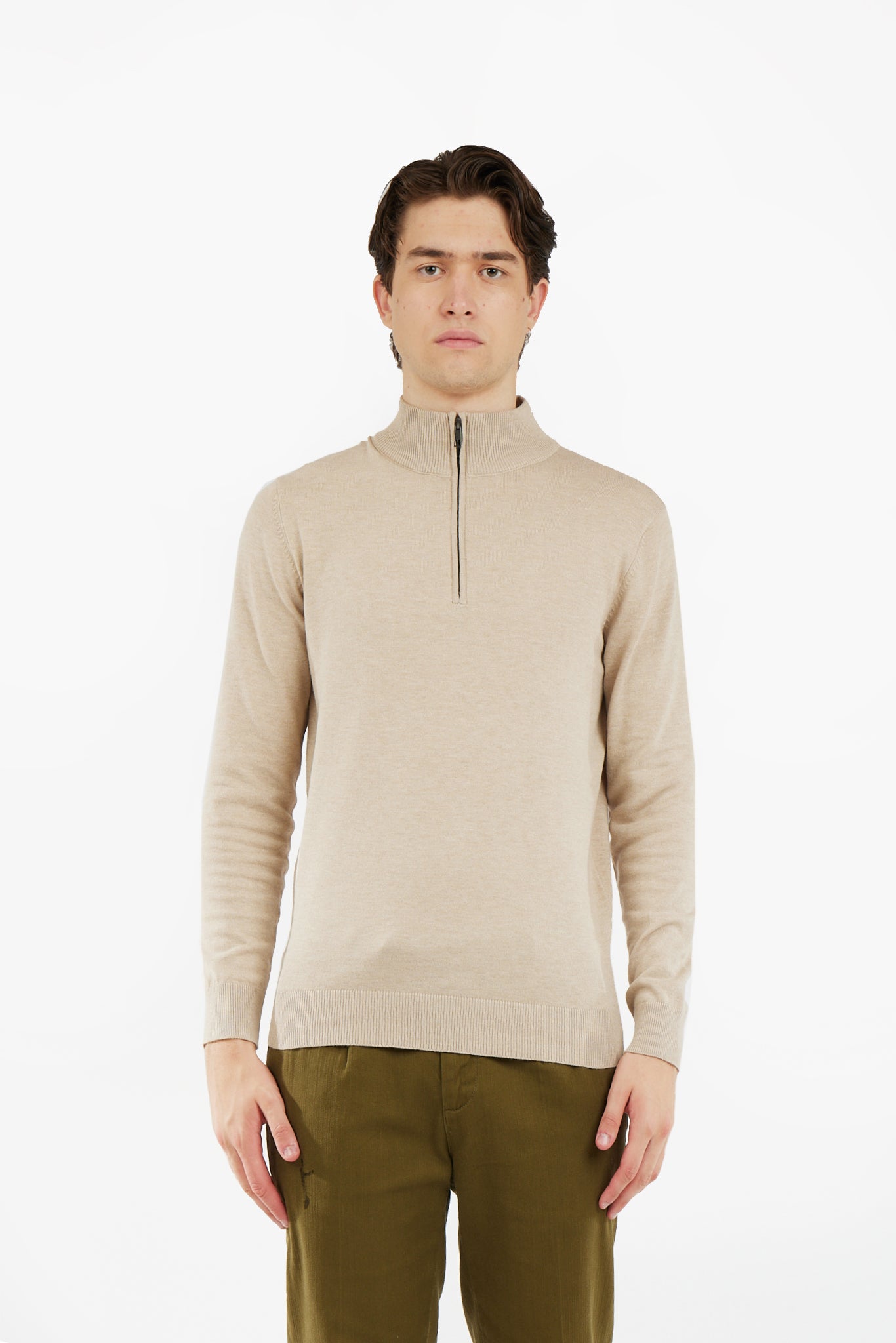 Pullover lupetto mezza zip