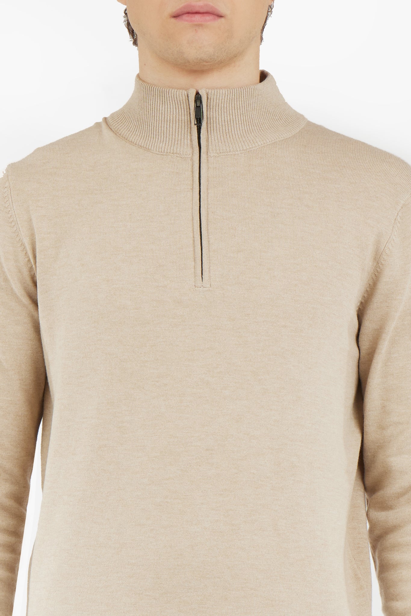 Pullover lupetto mezza zip