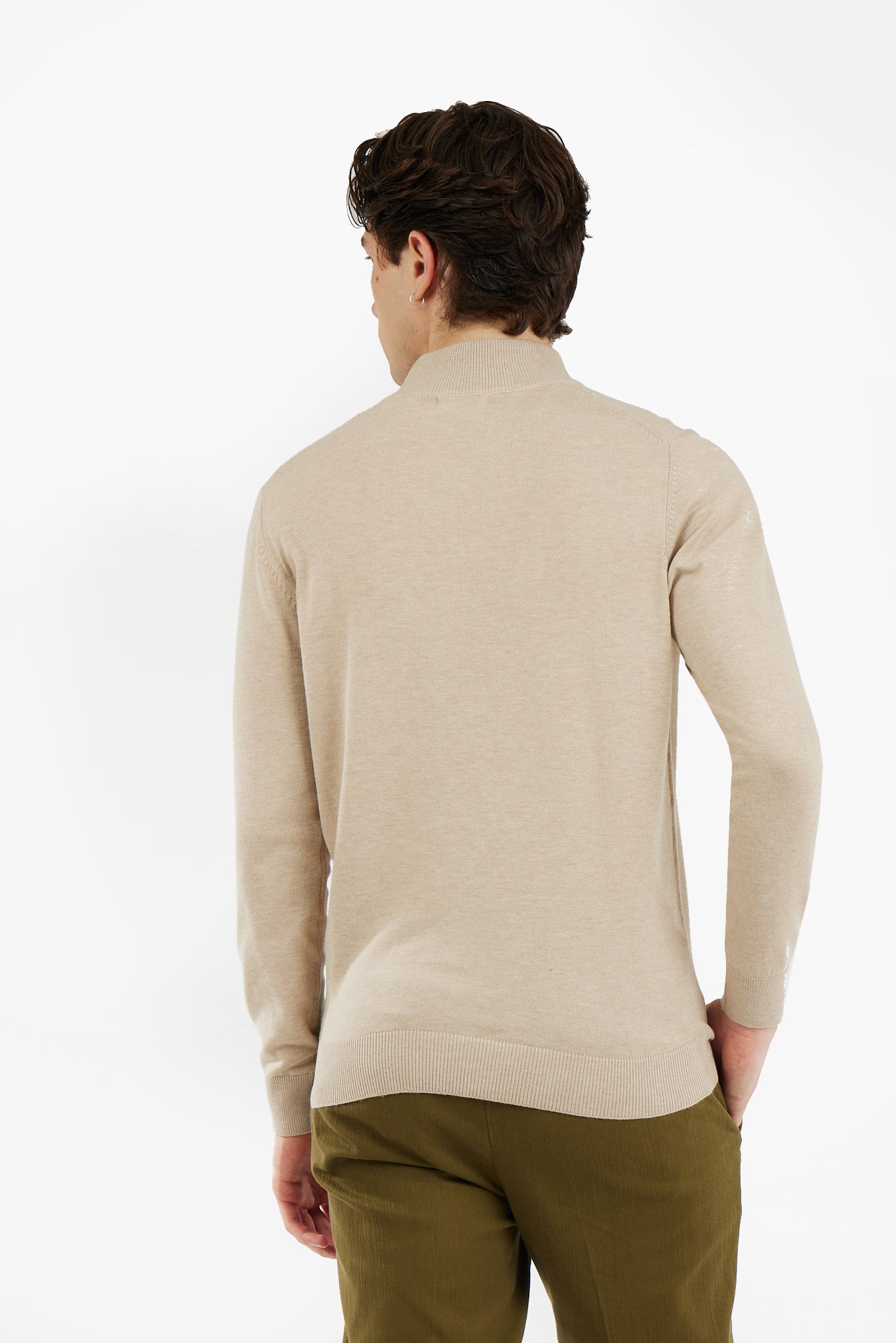 Pullover lupetto mezza zip