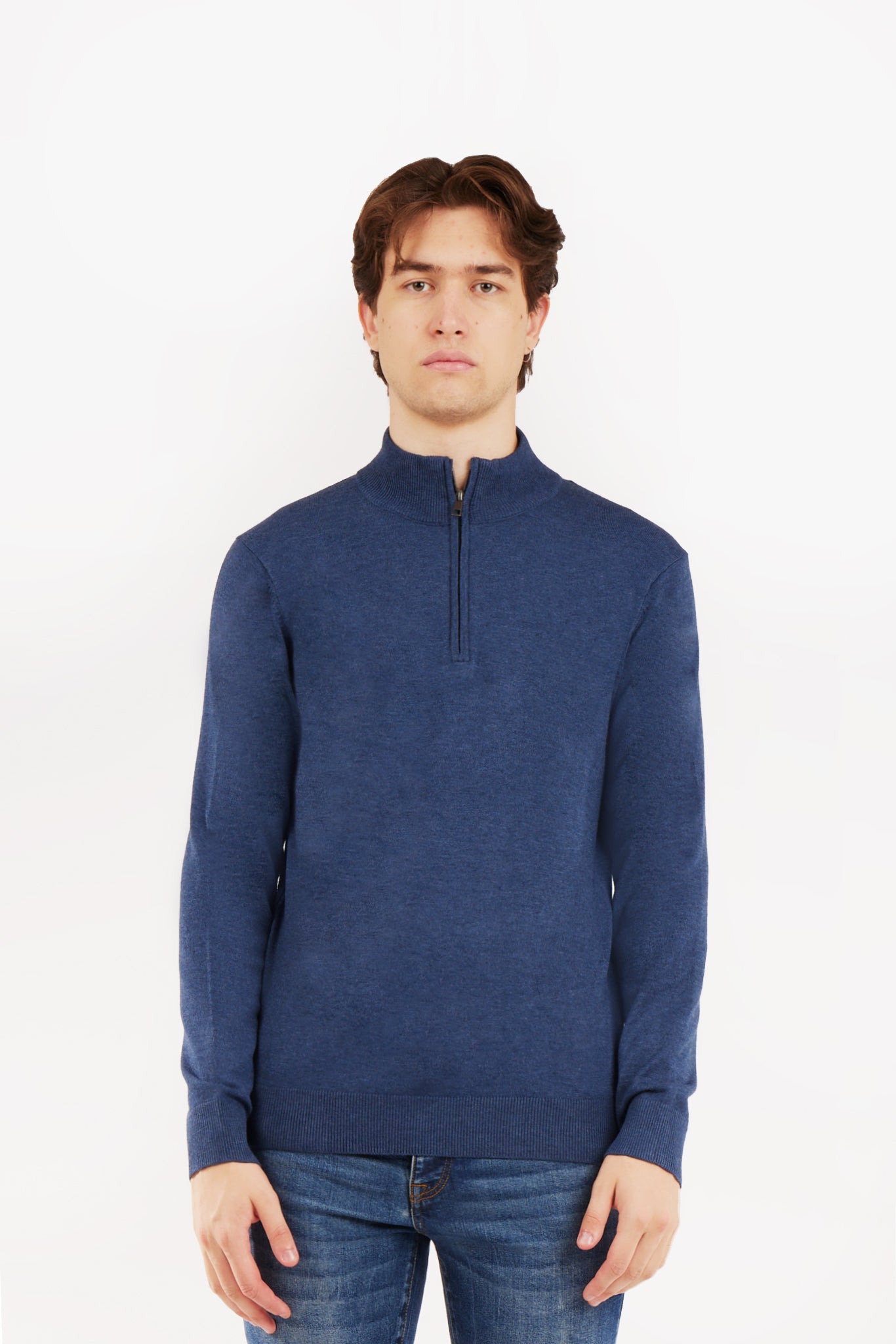 Pullover lupetto mezza zip