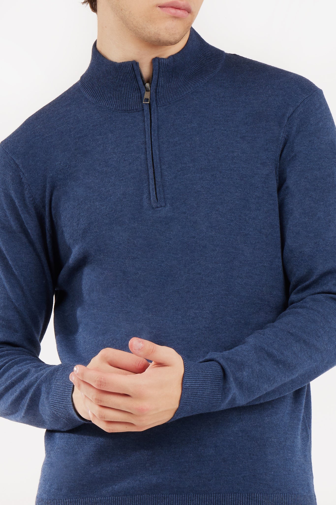 Pullover lupetto mezza zip