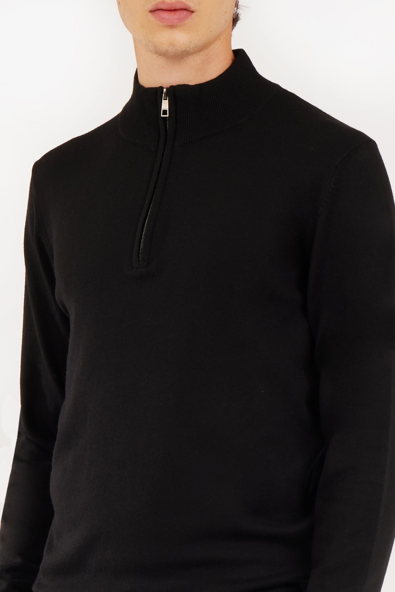 Pullover lupetto mezza zip