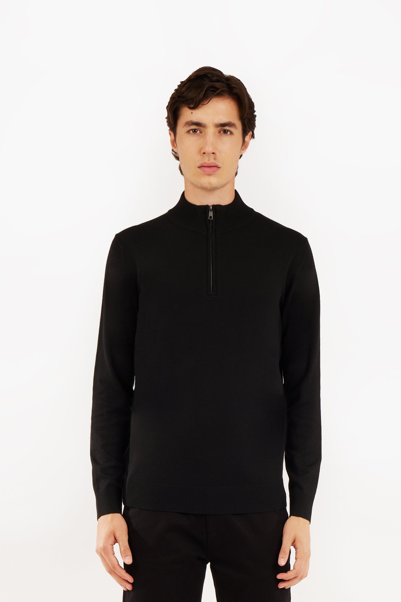 Pullover lupetto mezza zip