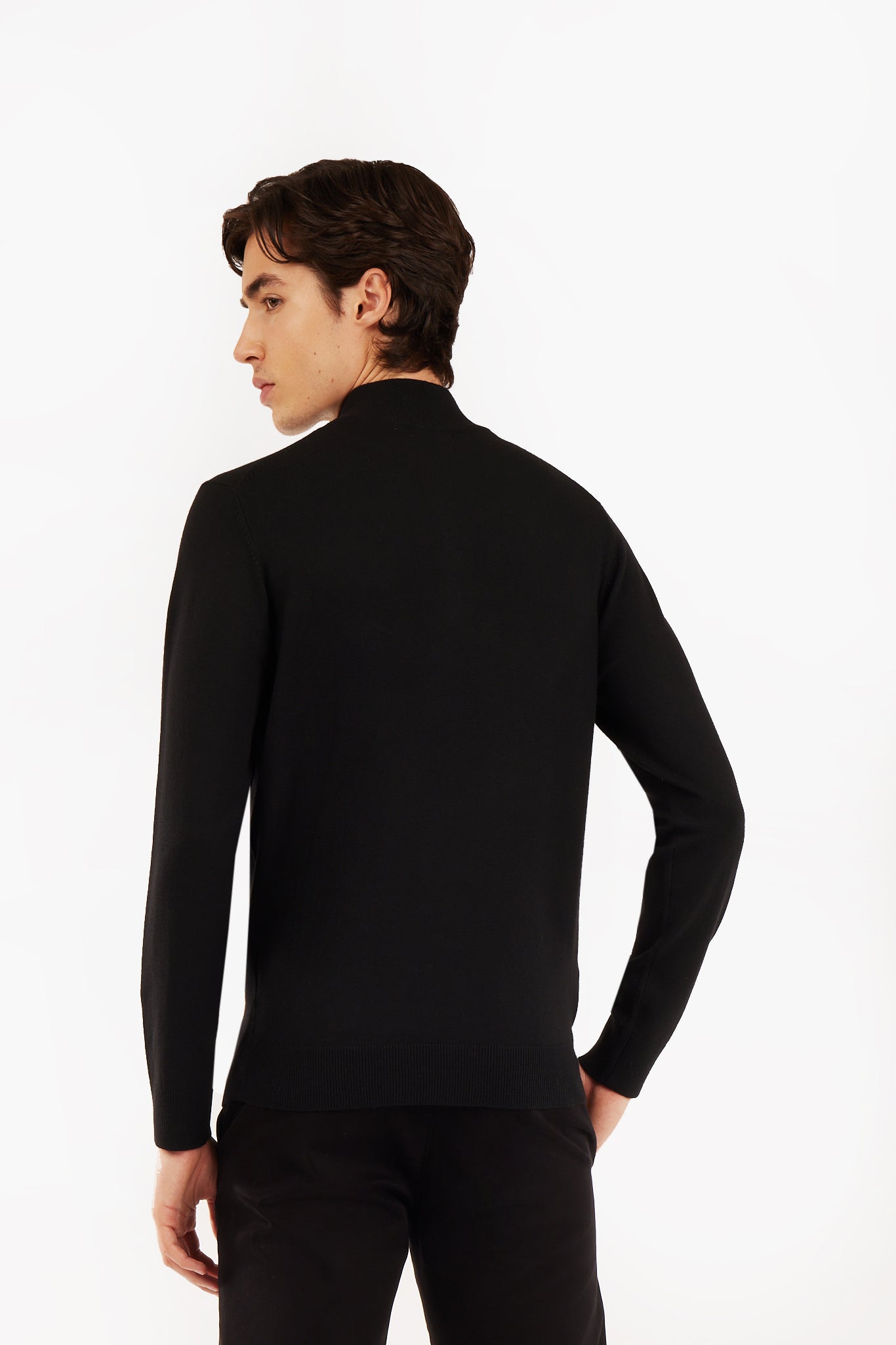 Pullover lupetto mezza zip