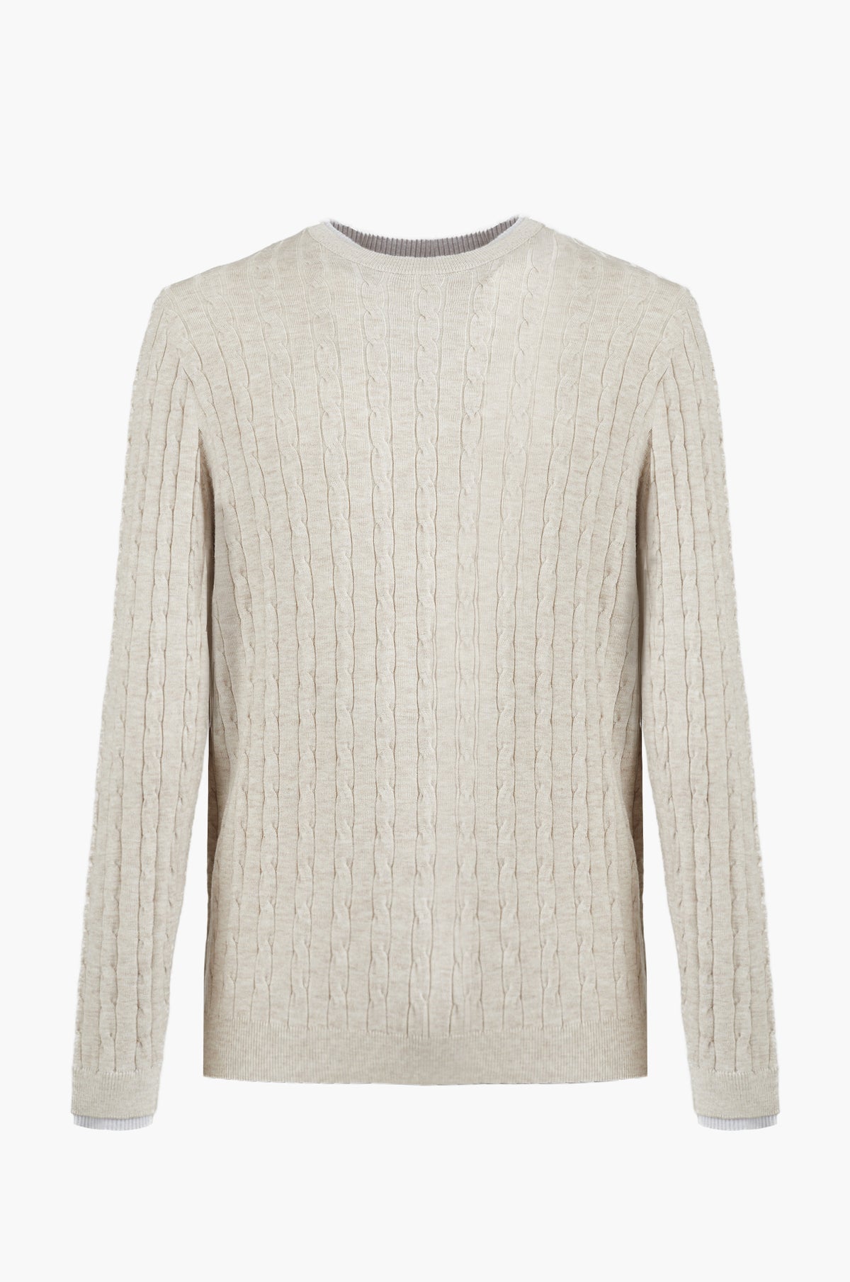 Pullover con trama intrecciata misto lana|Colore:Beige/melange